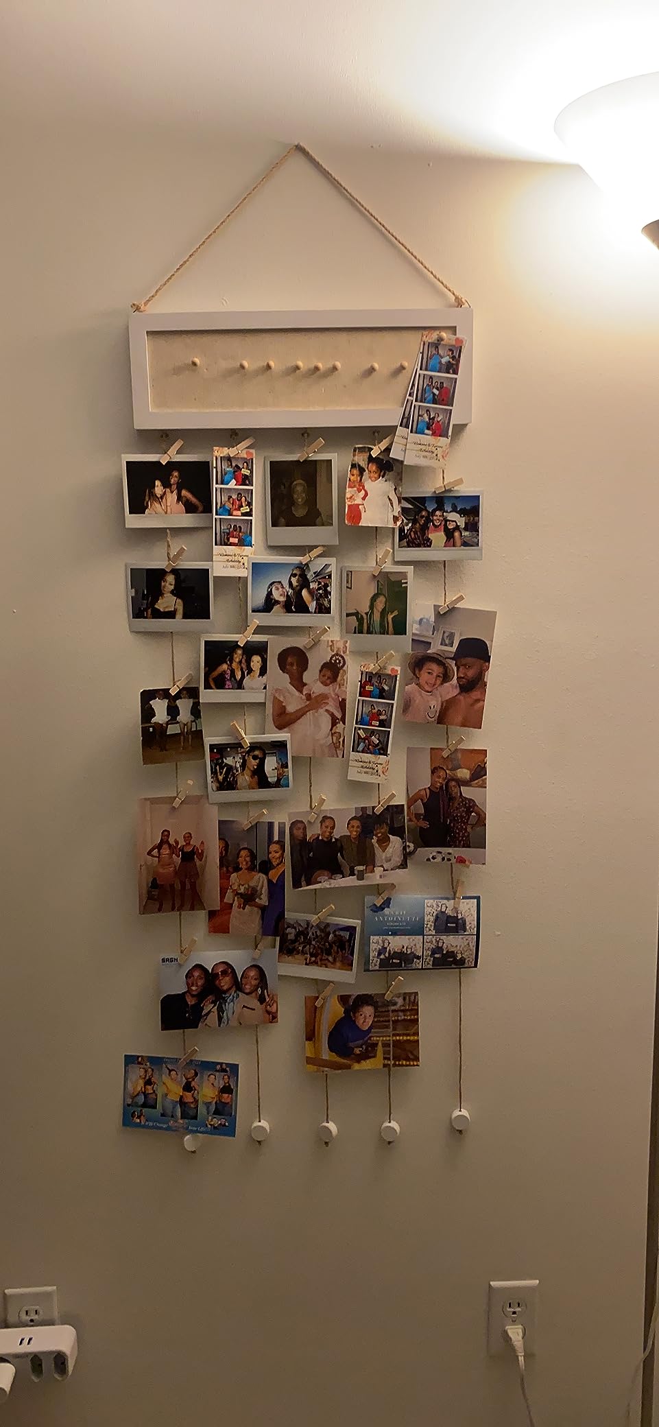 Bikoney Collage Picture Frame with Bulletin Board Photo Display - White | Rustic Wood Polaroid Board with 30 Clips & 6 Pushpins, Cork Bulletin Board for Dorm & Home Room Decor customer photo 1