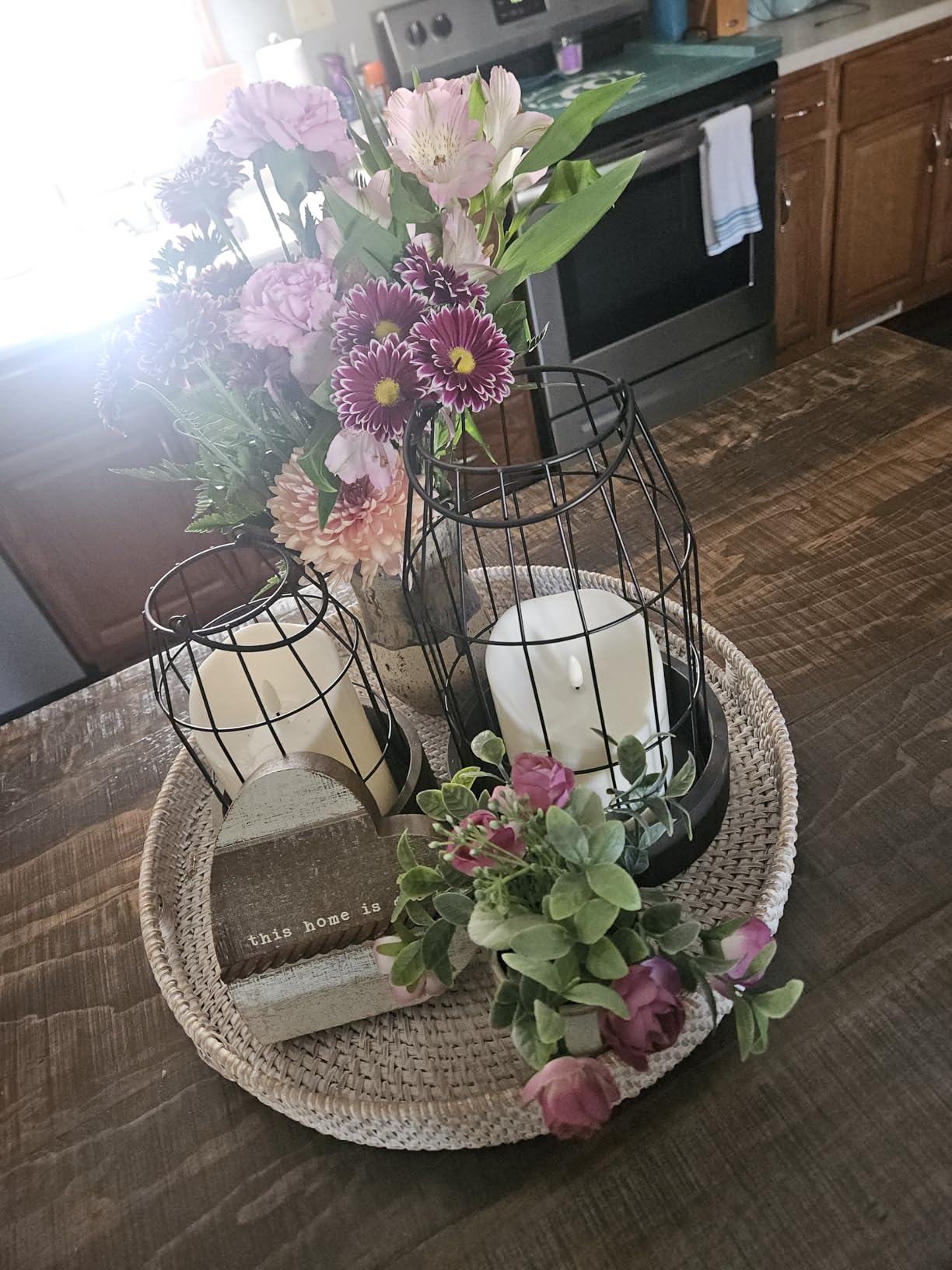 Rustic Farmhouse Lantern Decor Set of 2 - Stylish Decorative Lanterns | Modern Indoor/outdoor Coffee Table Decor for Your Living Room, Patio, Porch, Kitchen Dining Table and Entire Home customer photo 1