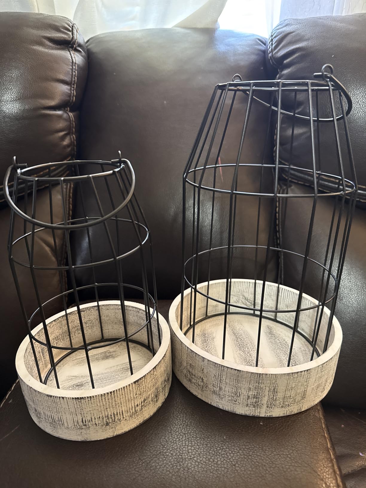 Rustic Farmhouse Lantern Decor Set of 2 - Stylish Decorative Lanterns | Modern Indoor/outdoor Coffee Table Decor for Your Living Room, Patio, Porch, Kitchen Dining Table and Entire Home customer photo 2