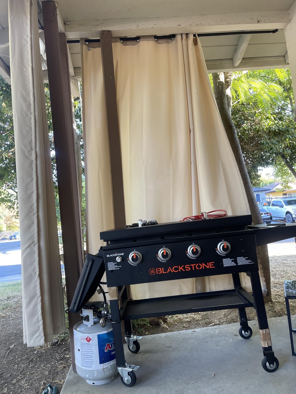 BONZER Outdoor Curtains for Patio Waterproof Thick | Privacy Grommet Light Filtering Outside Curtains for Porch Pergola Gazebo Deck, 1 Panel, 54W x 95L inch, Black customer photo 1