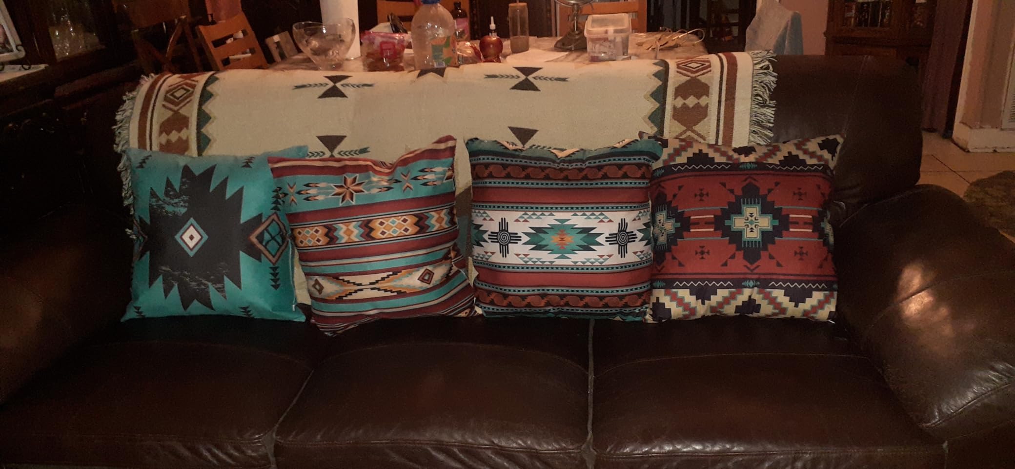 Touchat Native American Blanket Western Decor Boho Throw Blanket for Sofa, Mexican Decorative Farmhouse Blanket, Southwest Decor Woven Blankets, Aztec Throw Blankets with Tassel(Beige,50×60 inch) customer photo 1