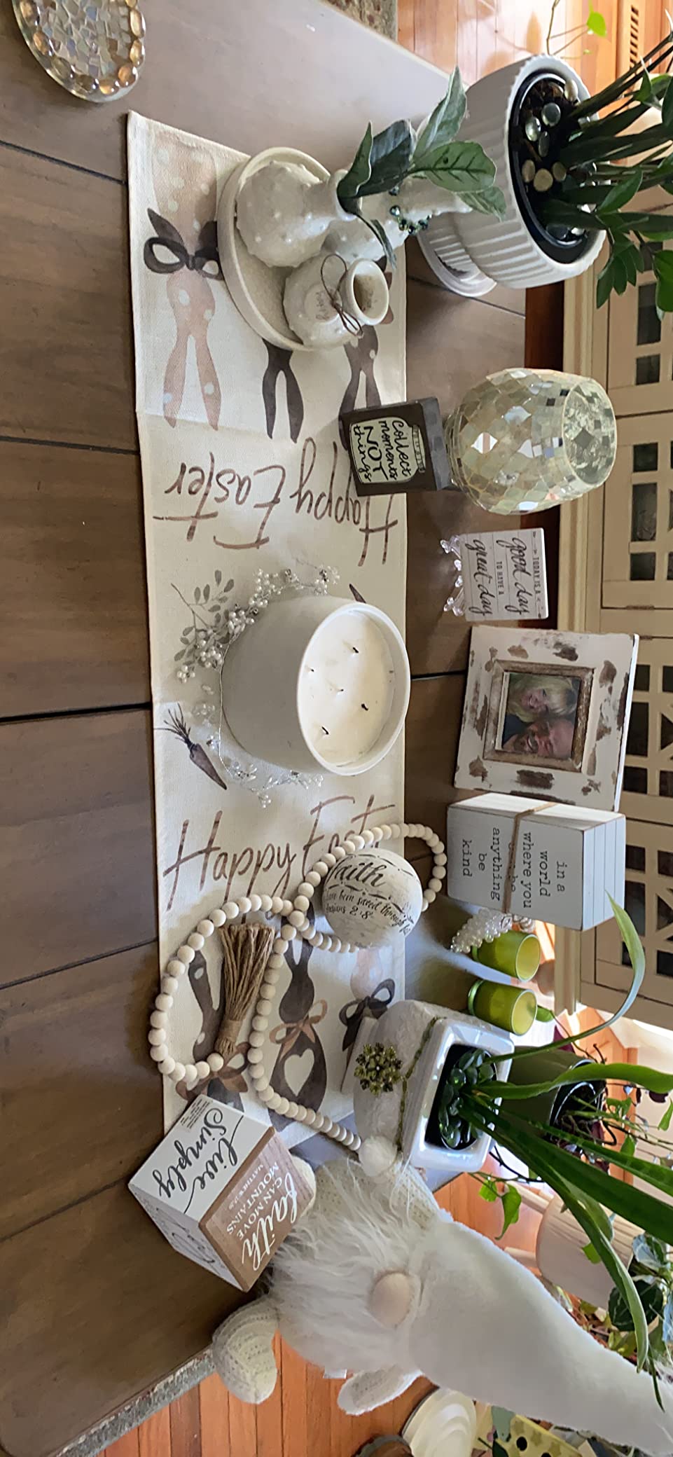Artoid Mode Carrots Rabbit Bunny Happy Easter Table Runner, Spring Summer Seasonal Holiday Kitchen Dining Table Decoration for Indoor Outdoor Home Party Decor 13 x 72 Inch customer photo 2