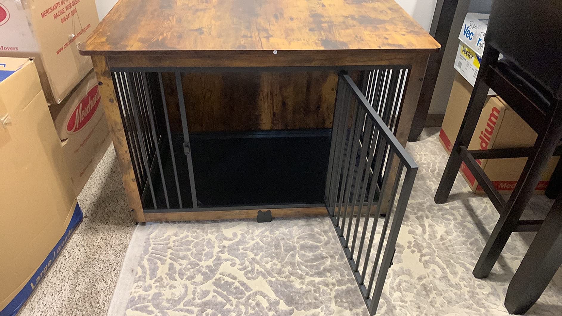 Feandrea Dog Crate Furniture, 38 Inches Dog Kennel for Dogs up to 70 lb, with Removable Tray, Heavy-Duty Dog Cage End Table Indoor, Double Doors Dog House, Easy to Clean, Rustic Brown customer photo 2
