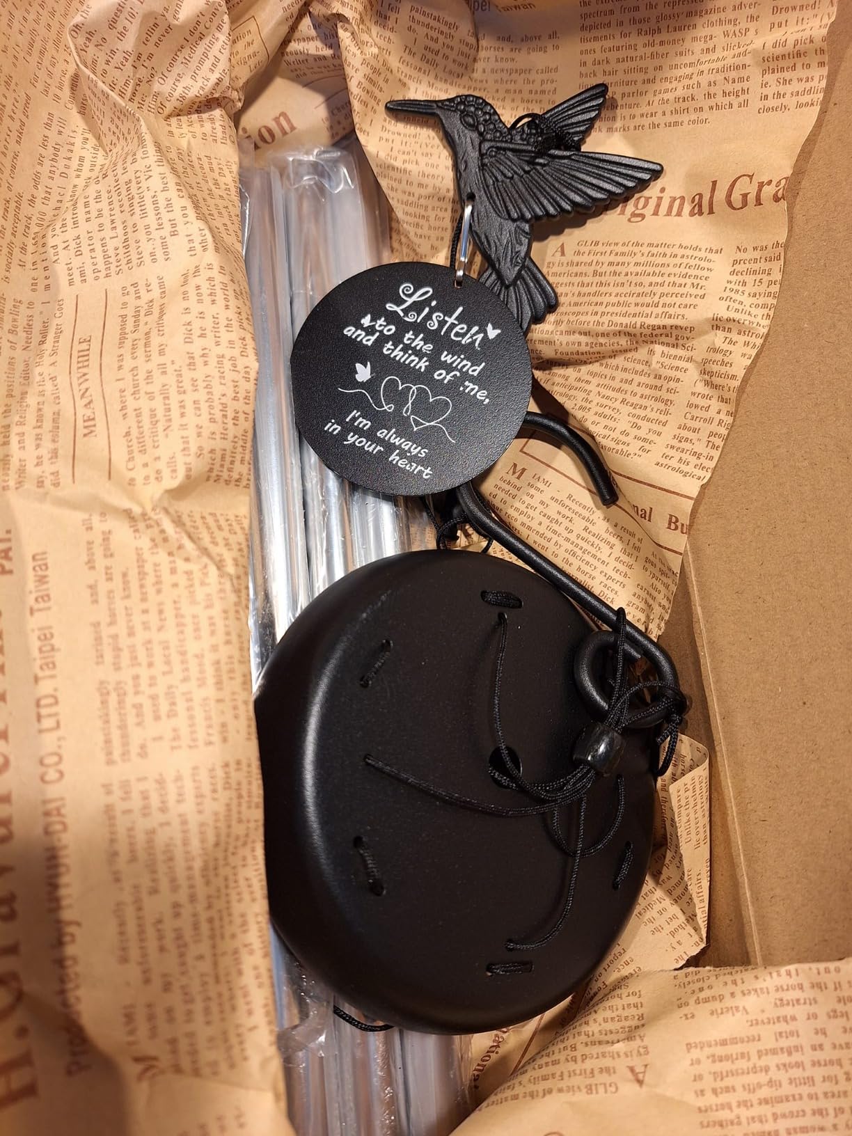 Memorial Wind Chimes with Hummingbird, Sympathy Gifts for Loss of Loved One, Windchimes in memory of a loved one prime, Condolences Remembrance Bereavement Funeral gift customer photo 1