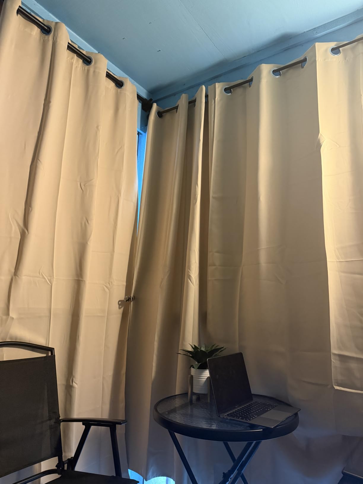 RYB HOME 2 Panels Outdoor Curtains for Patio - Waterproof Blackout Curtains | Windproof UV Protection Drapes for Porch Gazebo Pergola Living Room Sliding Glass Door, W52 x L84, Biscotti Beige customer photo 2