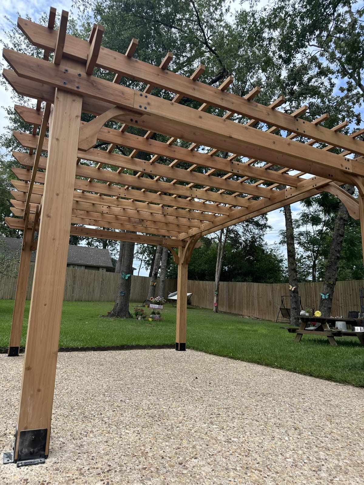 Backyard Discovery Beaumont 16' x 12' Traditional Cedar Wood Pergola Kit with Trellis Roof, All-Season Durability, High-Wind Rating, PowerPort, Shade for Outdoor Patio, Deck, Garden, and Entertaining customer photo 2