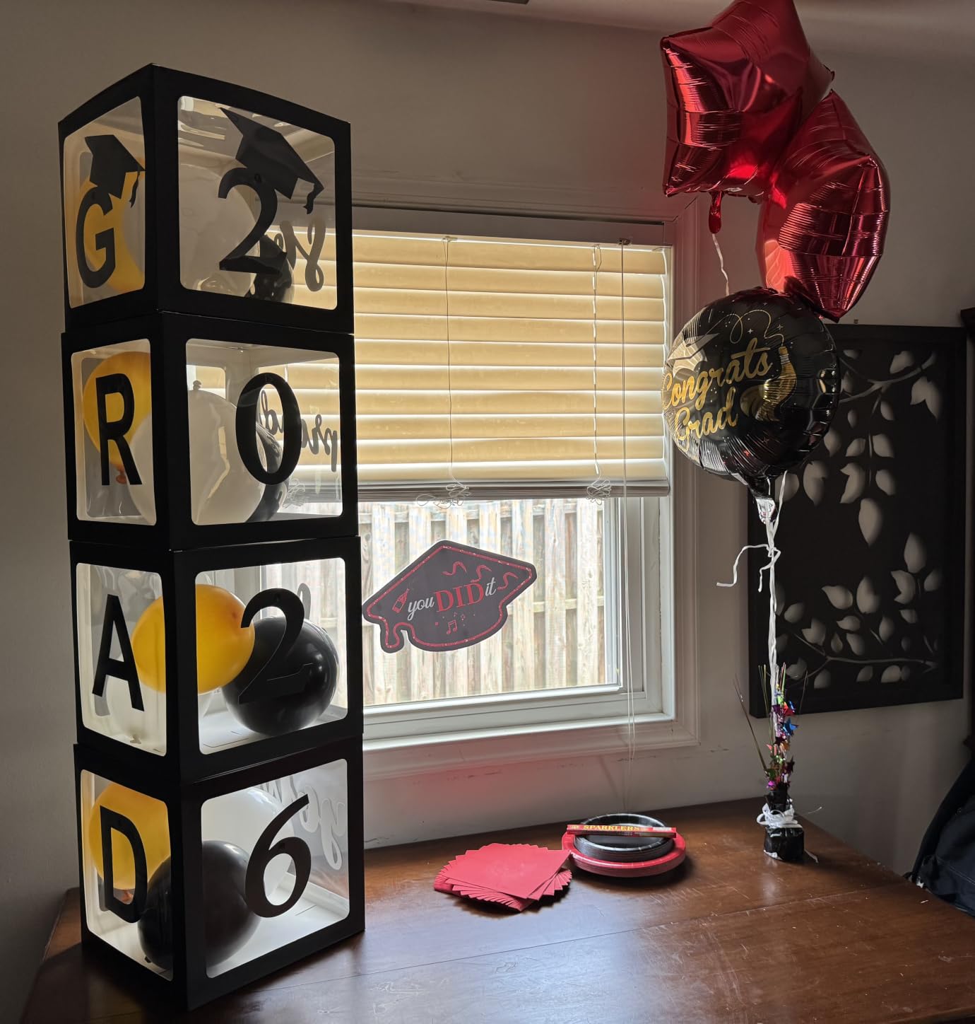 2026 Graduation Party Decorations - Black Balloon Boxes with Letters, GRAD & So Proud of You & 2026, 20pcs Balloons customer photo 1