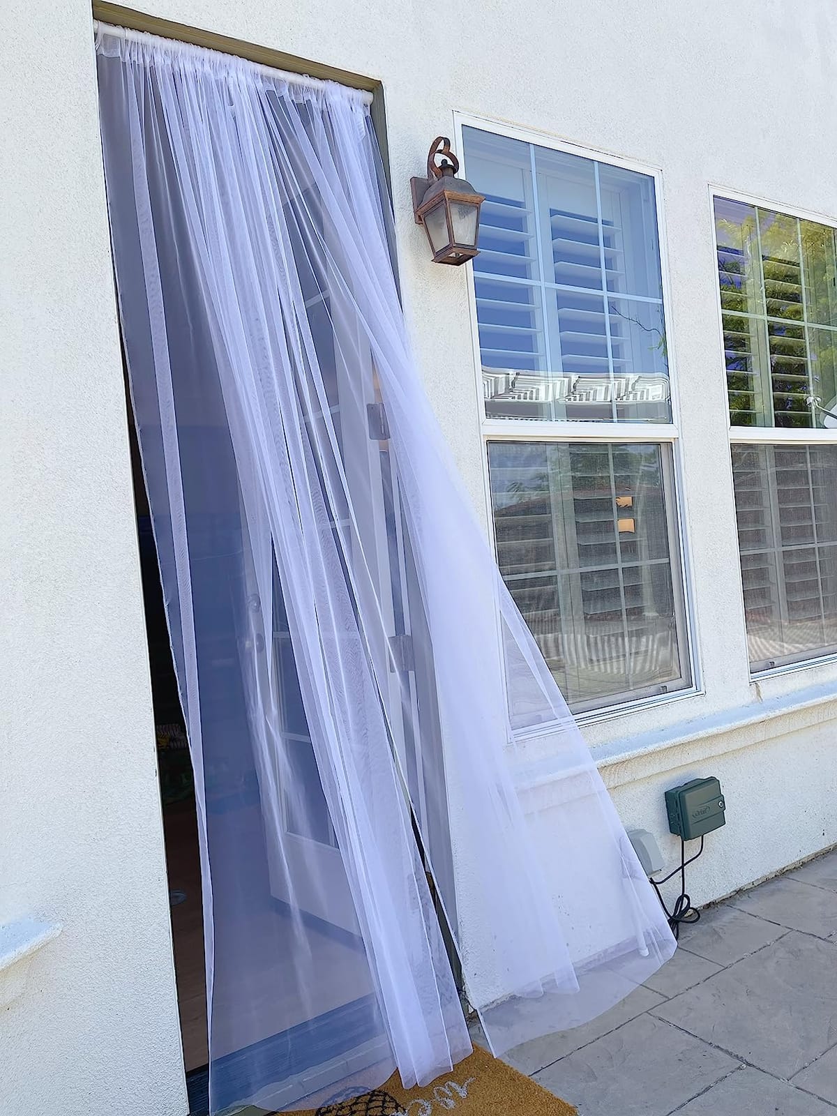 RYB HOME Mosquito Net Outdoor Curtains for Patio Waterproof, 2 Panels | Quick Dry, Lightweight, Tulle Drapes Mesh Netting with DIY Adjustable Length, for Porch, Gazebo, Canopy, White, W118 x L98 customer photo 2