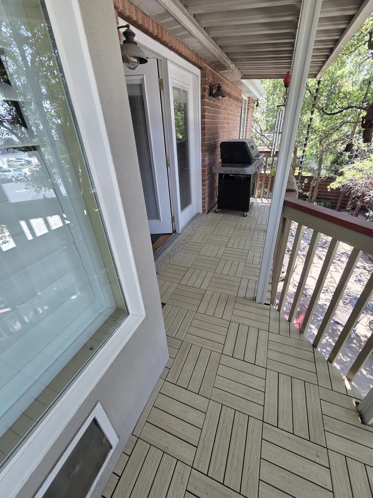 NewTechWood UltraShield Naturale 1 ft. x 1 ft. Composite Deck Tiles | Quick Deck interlocking design includes 10 pieces per box with 10 sq. ft. coverage of flooring space customer photo 1