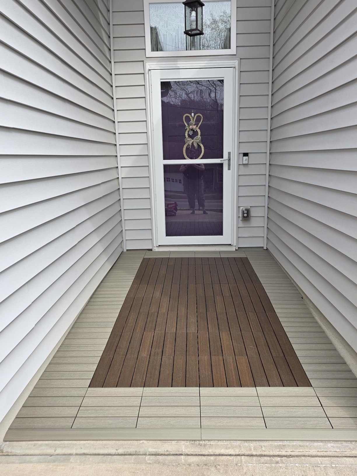 NewTechWood UltraShield Naturale 1 ft. x 1 ft. Composite Deck Tiles | Quick Deck interlocking design includes 10 pieces per box with 10 sq. ft. coverage of flooring space customer photo 2