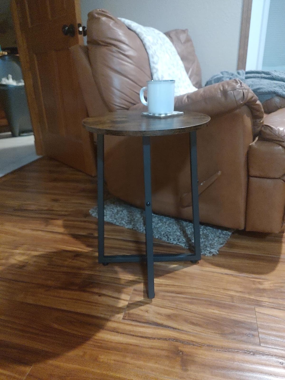 HOOBRO Side Table, Round End Accent Table with Sturdy Metal Frame, 15.7
