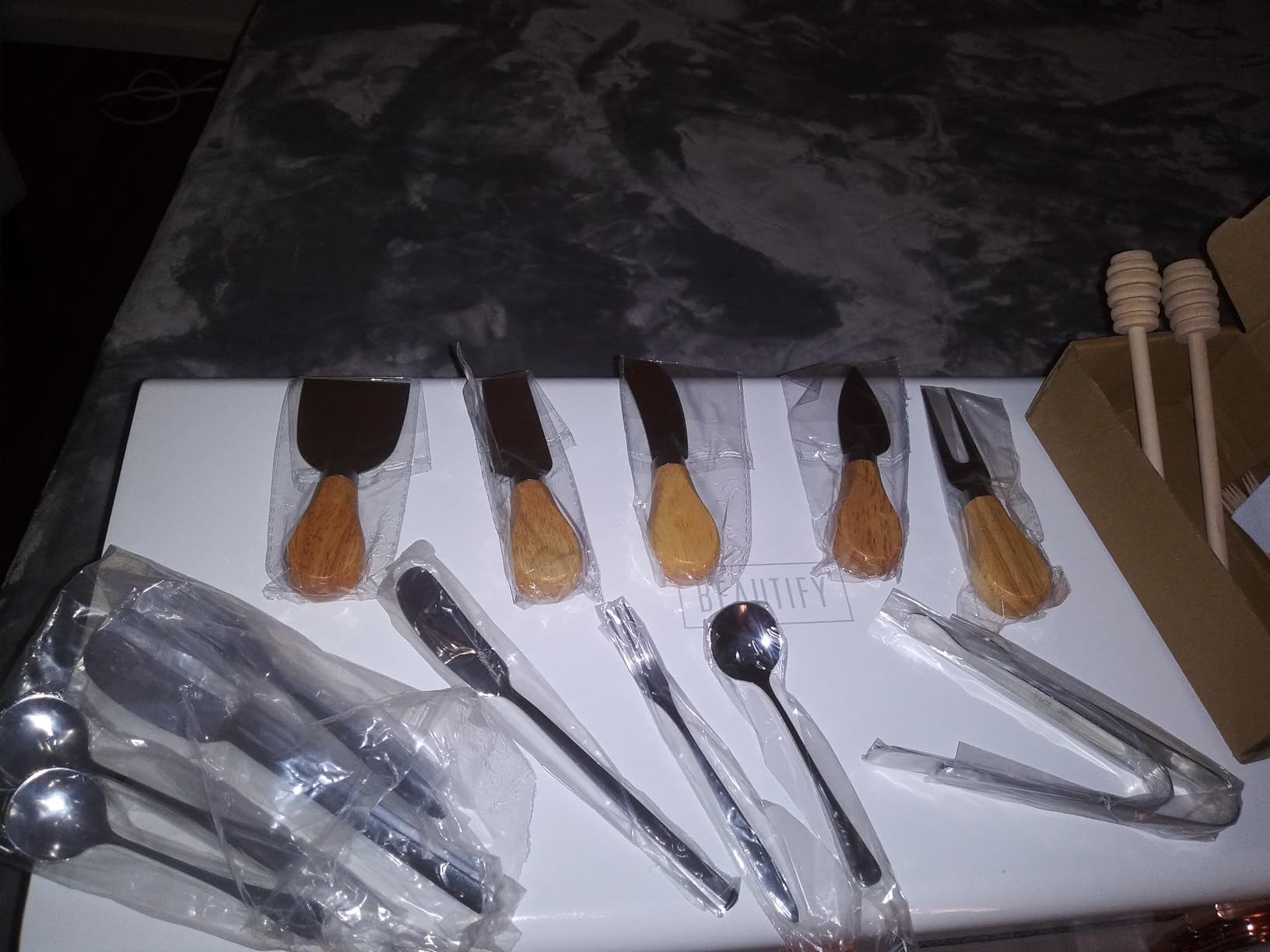 LifeMusican Charcuterie Board Accessories Wooden Cheese Spreader Knive Set, Wood Handle Butter knives For Cheese Kit, Mini Cheese Knife Slicer With Tongs, Spoons, Forks, Honey Dipper (23 Pack) customer photo 1