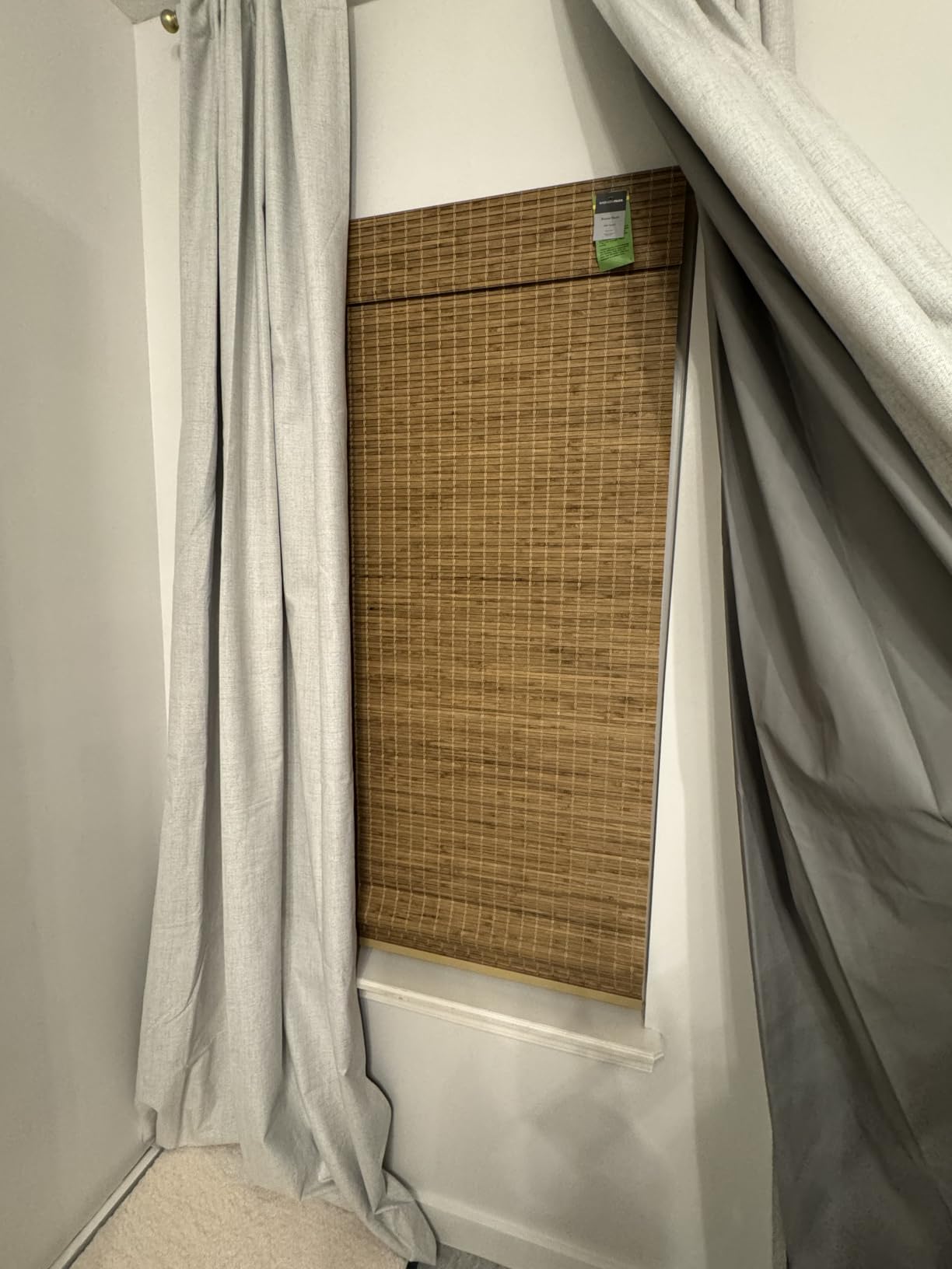 Madison Park 100% Bamboo Cordless Roman Shades Blinds, 27x64 Teak | Natural Woven Wooden Privacy Panel, Light Filtering Window Treatment for Bedroom, Living Room Decor, Inside/Outside Mount customer photo 1
