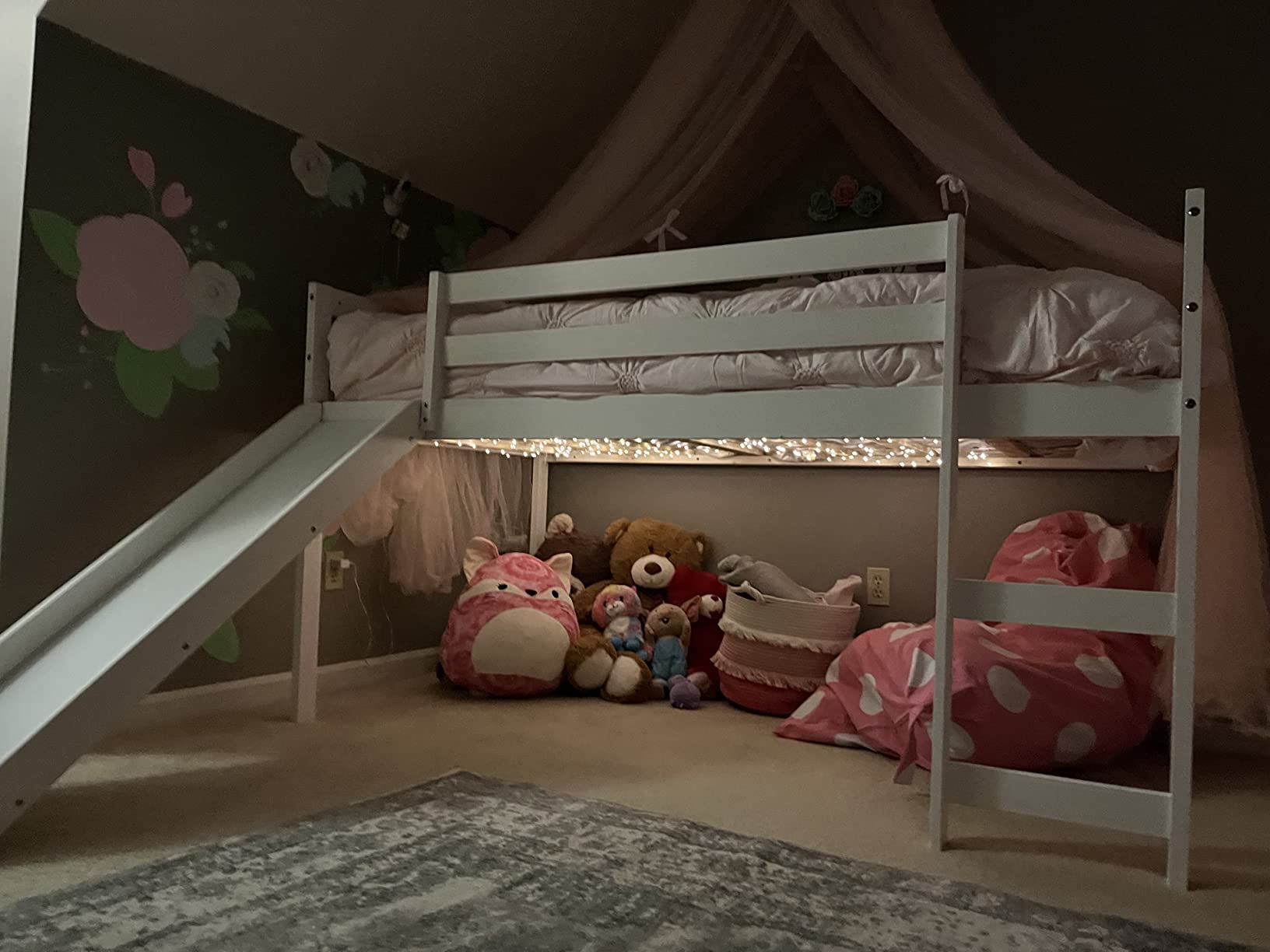 NAFORT Twin Size Loft Bed with Slide & Stairs - Low Loft Bed for Kids, Solid Wood Frame with Guard Rails, Slat Support & Climbing Ladder, Space Saving White Finish customer photo 1