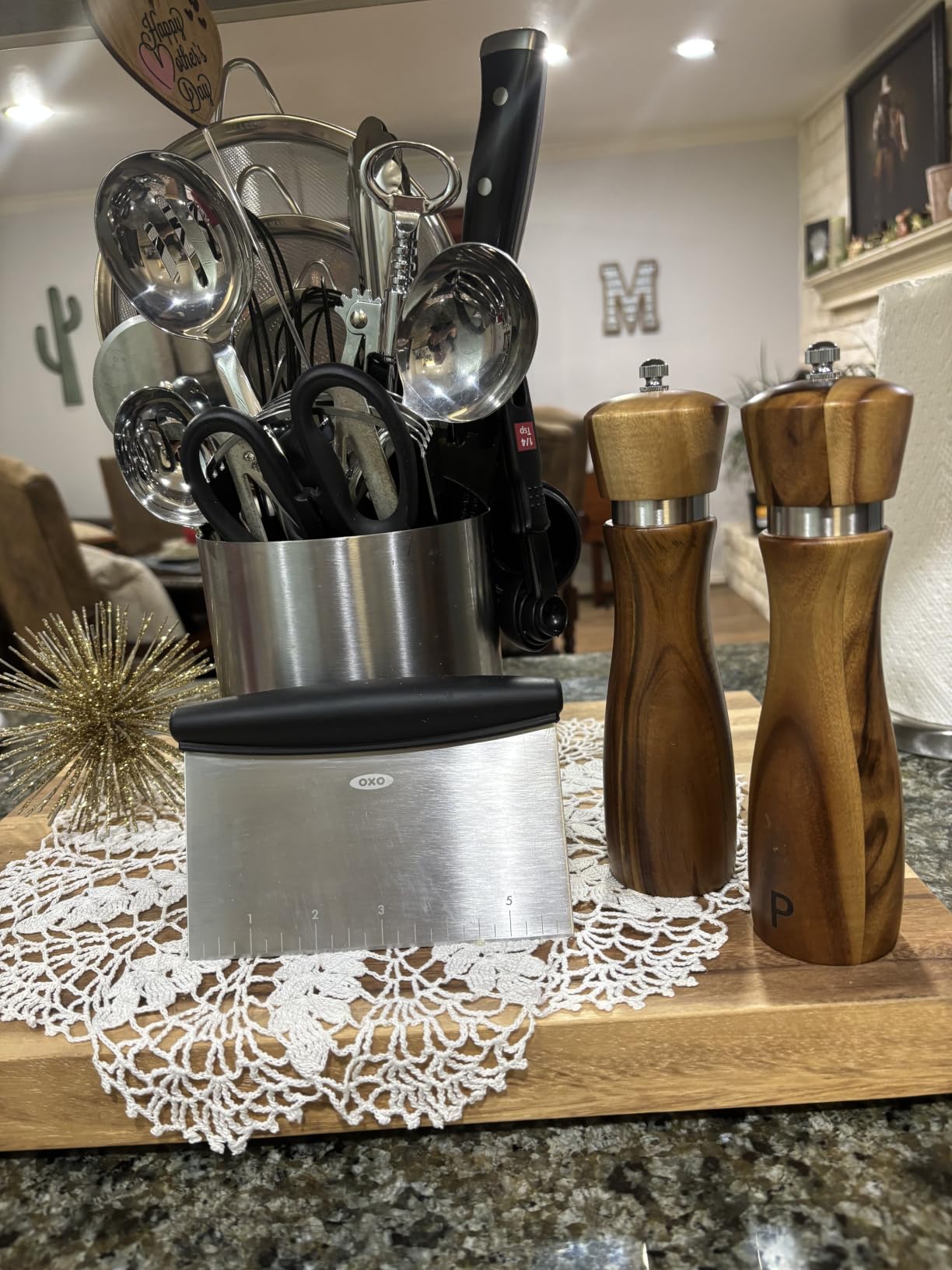 Gennua Kitchen Wooden Salt and Pepper Grinder Set: Refillable Salt & Pepper Mills Adjust for Customized Coarseness, Crafted of Solid Acacia Wood with Ceramic/Stainless Steel Core, 8 Inches Each customer photo 1