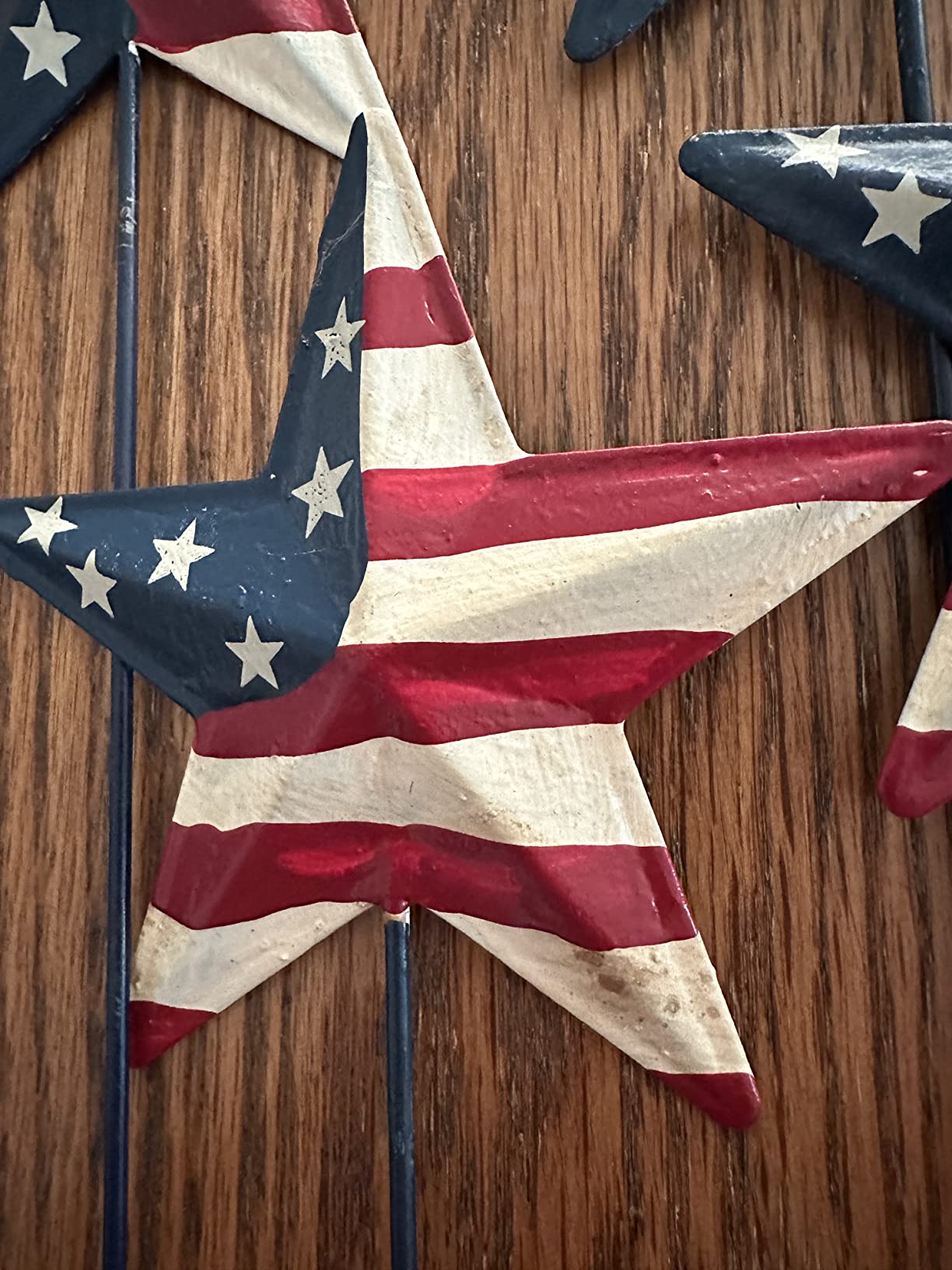 Metal Barn Stars Garden Stake Set of 6, American Flag Yard Sign USA Lawn Decoration Indoor Outdoor Patriotic Decor for July 4th Independence Day Memorial Day Party customer photo 2