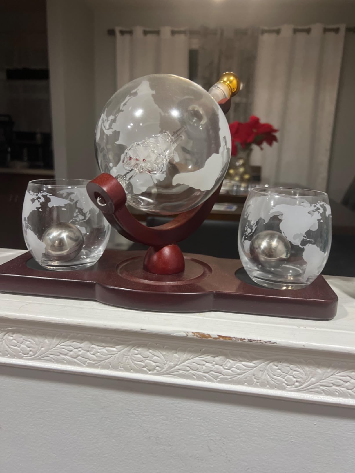 PONPUR Gifts for Men Dad Fathers Day, Whiskey Decanter Globe Set with 2 Ball Stones & 2 Glasses, Anniversary Birthday Gifts for Him Husband Boyfriend Brother, Cool Stuff Gift for Bourbon Scotch customer photo 2