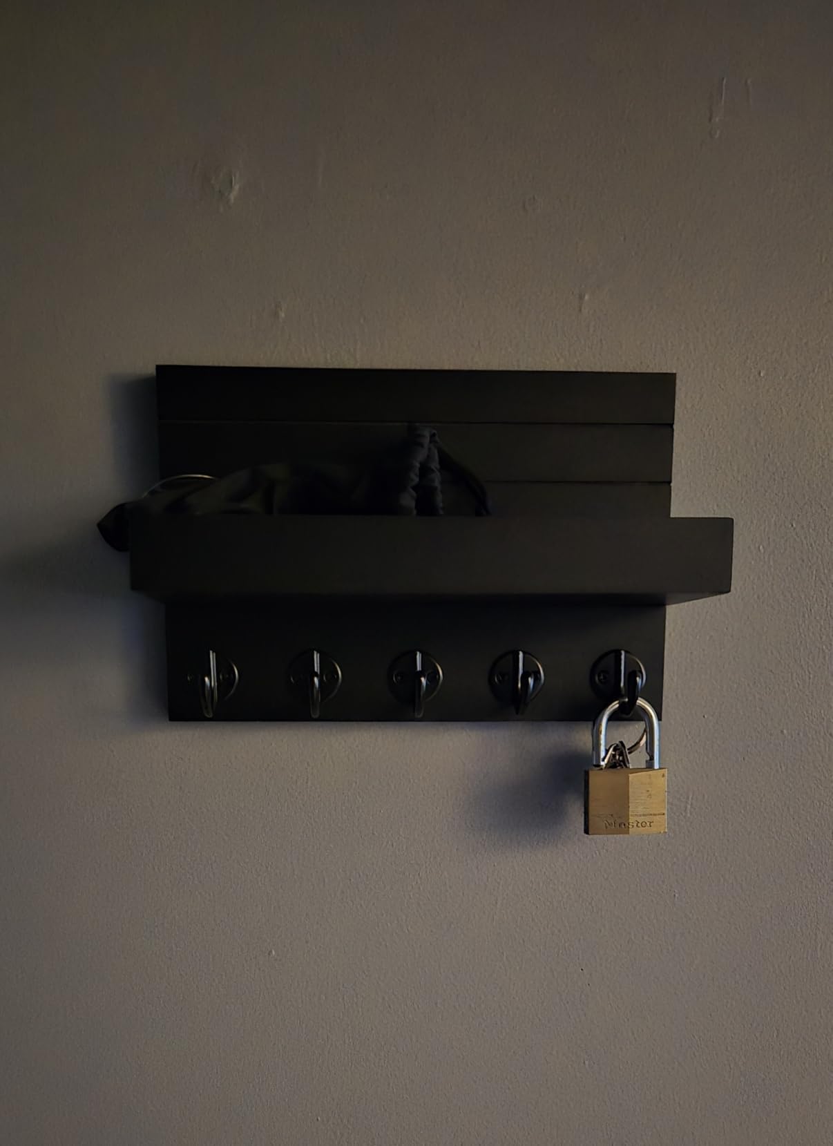 Lwenki Key Holder for Wall, Decorative Key and Mail Holder with Shelf Has Large Key Hooks for Bags, Coats - Paulownia Wood Key Hanger with Mounting Hardware (9.8