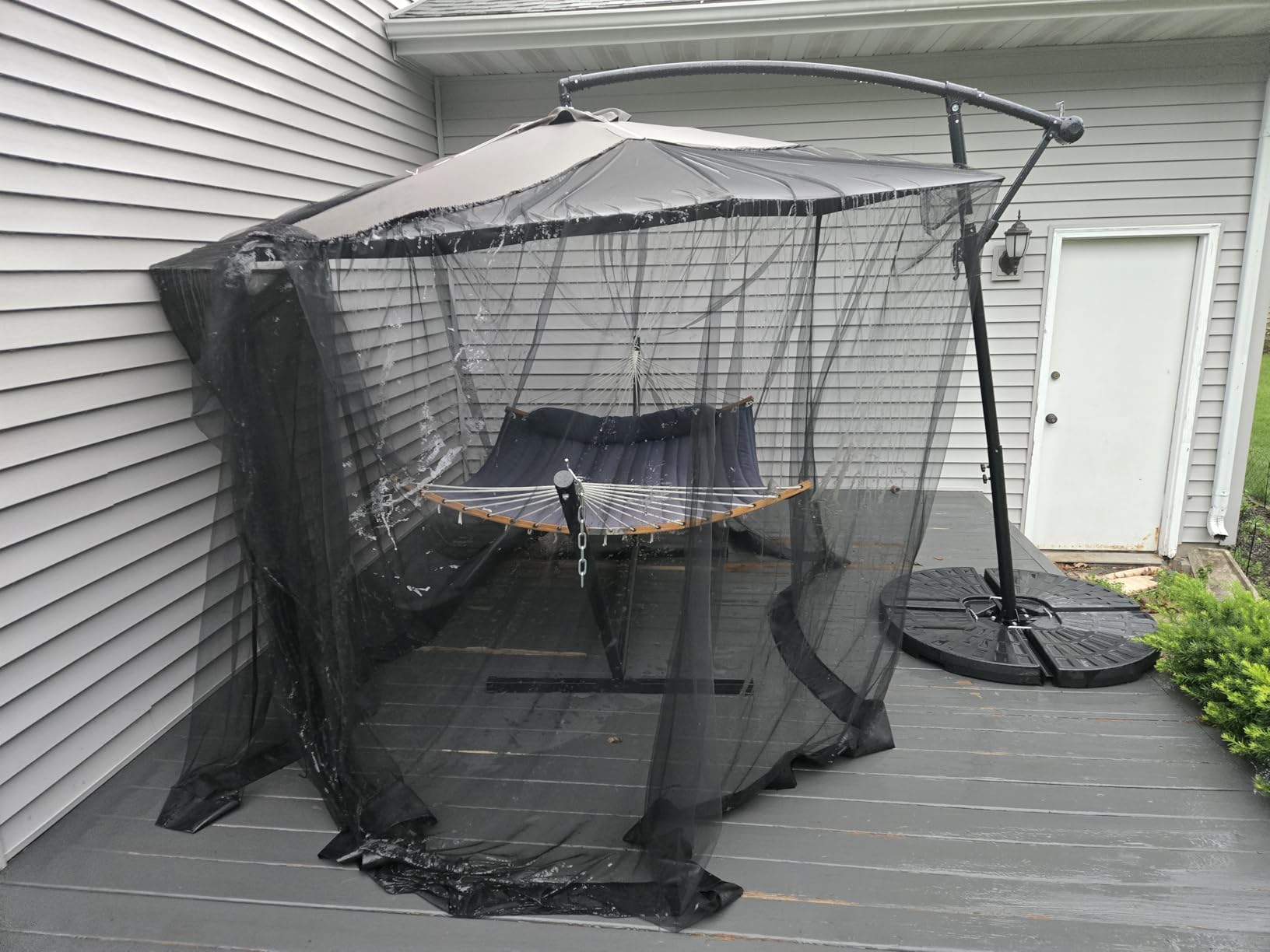 15FT Mosquito Netting for Patio Umbrella Double Sided Patio Umbrella Canopy Netting (Black)(Does Not Contain Gazebo Patio Umbrela) customer photo 2