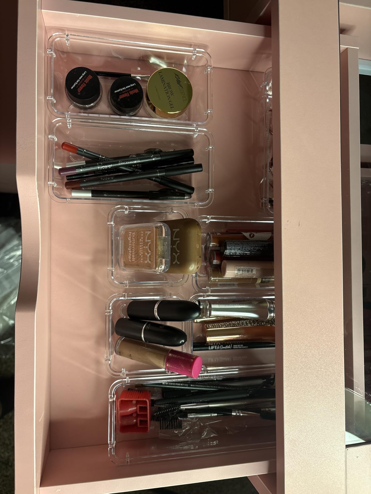 25 PCS Clear Plastic Drawer Organizer, Makeup Organizers and Storage Bins | 4 Sizes Desk Drawer Divider Organizers and Storage Bins for Makeup, Jewelry, Gadgets for Kitchen, Bedroom, Bathroom, Office customer photo 1