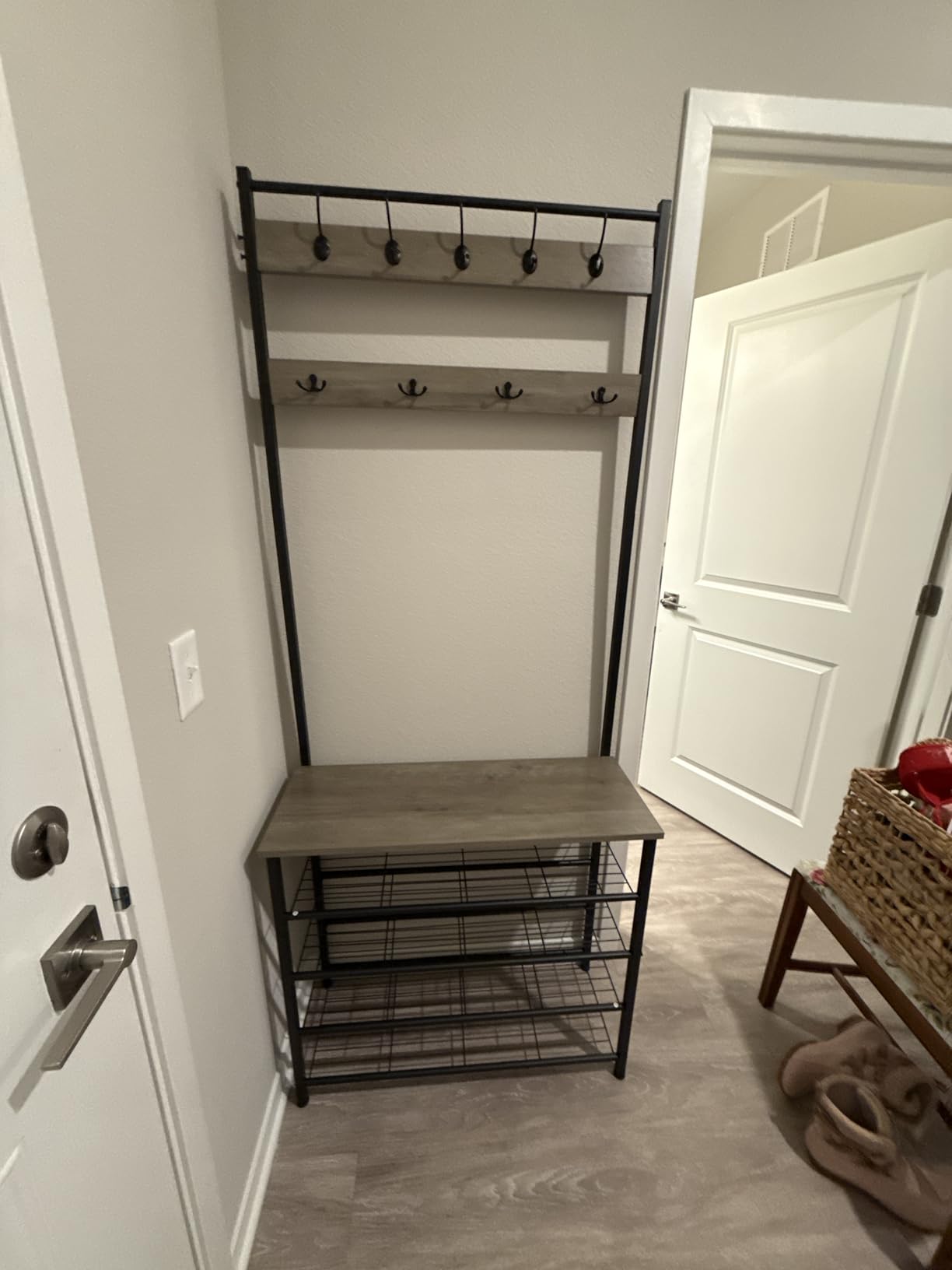 HOOBRO Hall Tree, Coat Rack with Shoe Rack, Hall Tree with Bench, 5 Tier Shoe Storage Organizer with 9 Hooks for Entryway, Closet, Sturdy, Industrial, Rustic Brown and Black BF80MT01G2 customer photo 2