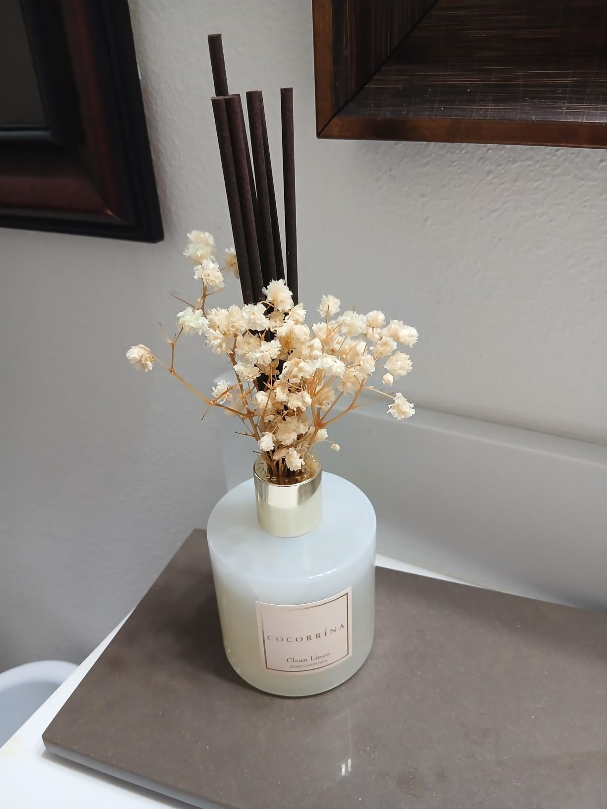 Cocorrína Reed Diffuser Set, Clean Linen 6.7 fl oz Scented Diffuser with Sticks Home Fragrance Reed Diffuser for Bathroom Shelf Décor customer photo 1