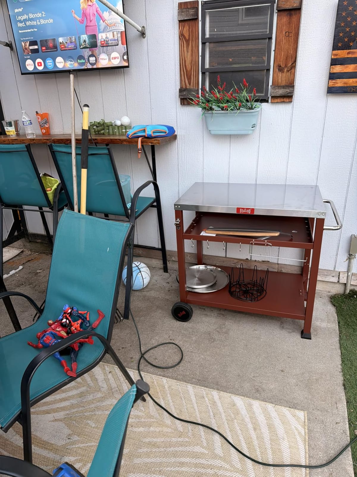 Feasto 3-Shelf Pizza Oven Table, Outdoor Grill Cart, 33.5