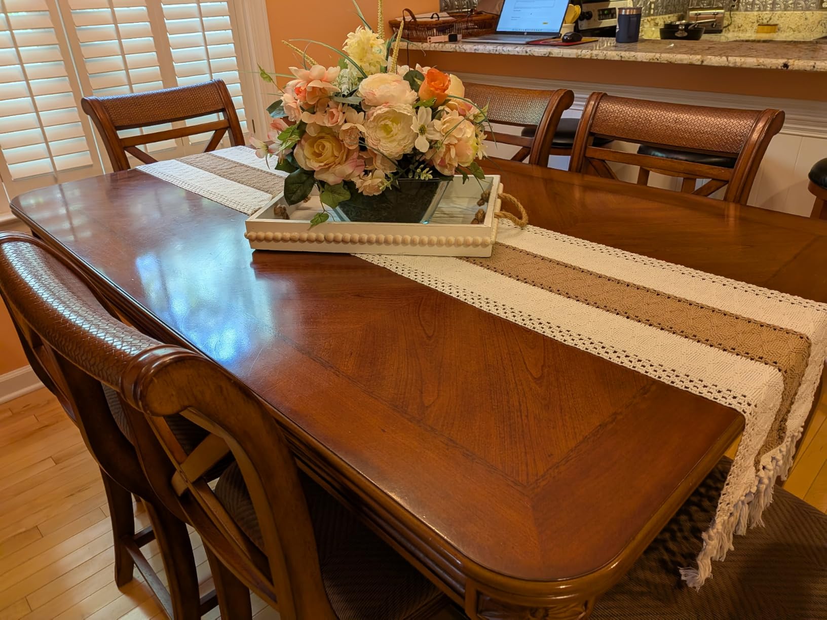 FEXIA Boho Table Runner for Fall Home Decor 12x72 Rustic with Tassels | 72 Inches Long Farmhouse Kitchen Dining Room Macrame Burlap Coffee Table Decoration Dresser Runner Pottery Barn Furniture customer photo 1