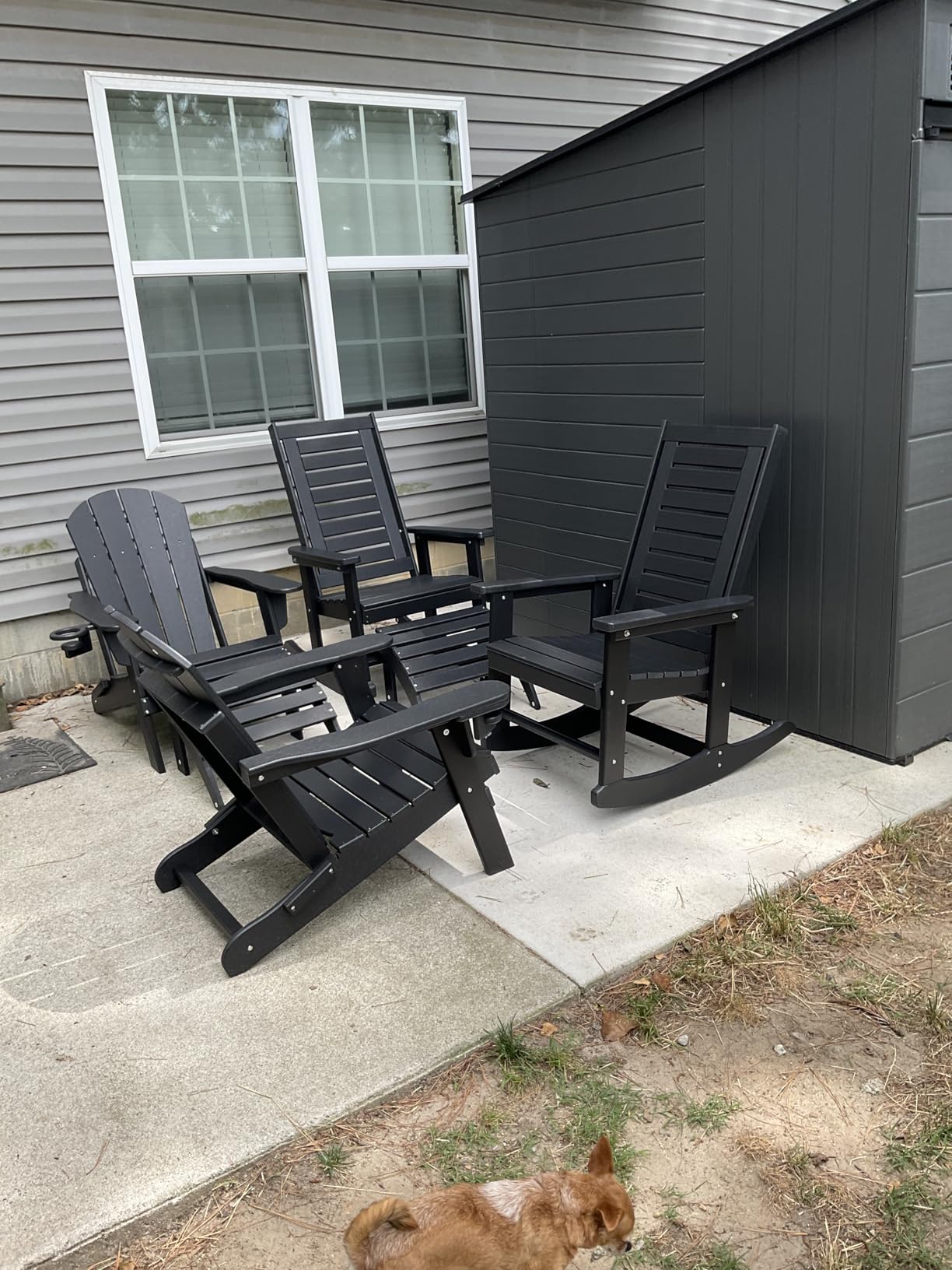 GREENVINES Oversized Outdoor Rocking Chairs Set of 2, HDPE Rocker, Black | 21.7