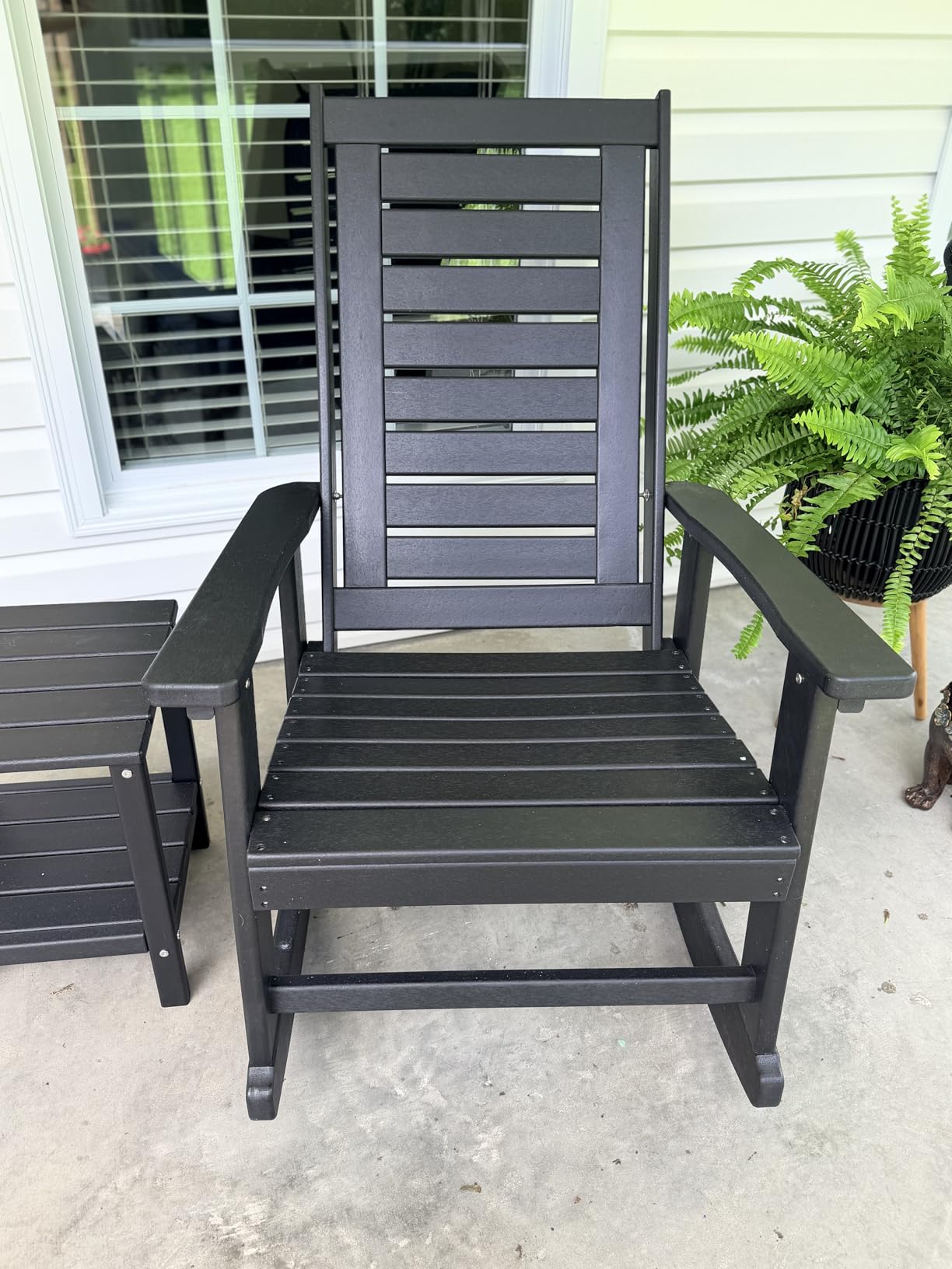 GREENVINES Oversized Outdoor Rocking Chairs Set of 2, HDPE Rocker, Black | 21.7
