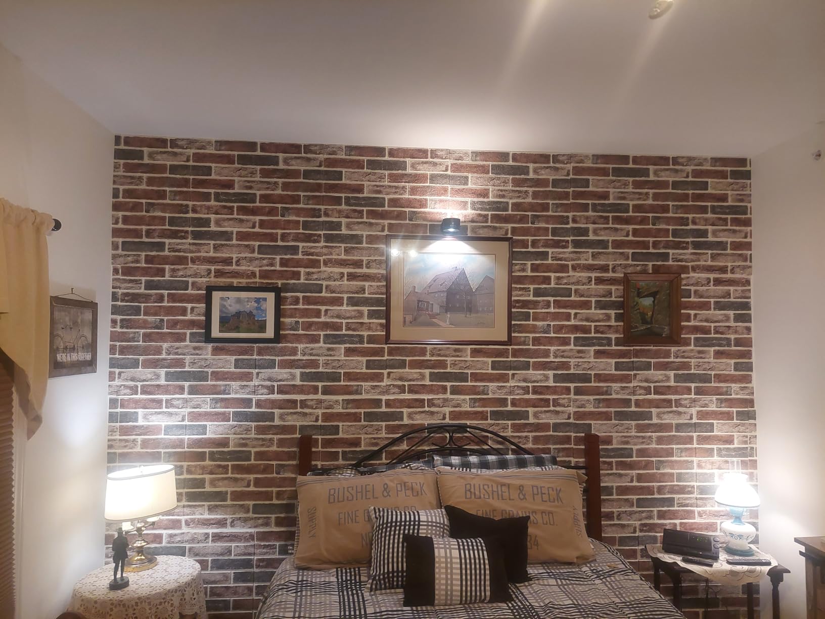 Art3d 20-Pack Durable Faux Brick Peel and Stick 3D Wall Panels, Red Brown | Coverage: 105 Sq. Ft, Waterproof, Oil-Proof, Easy to Wipe, Decorative, Ideal for Bedroom, Kitchen customer photo 1