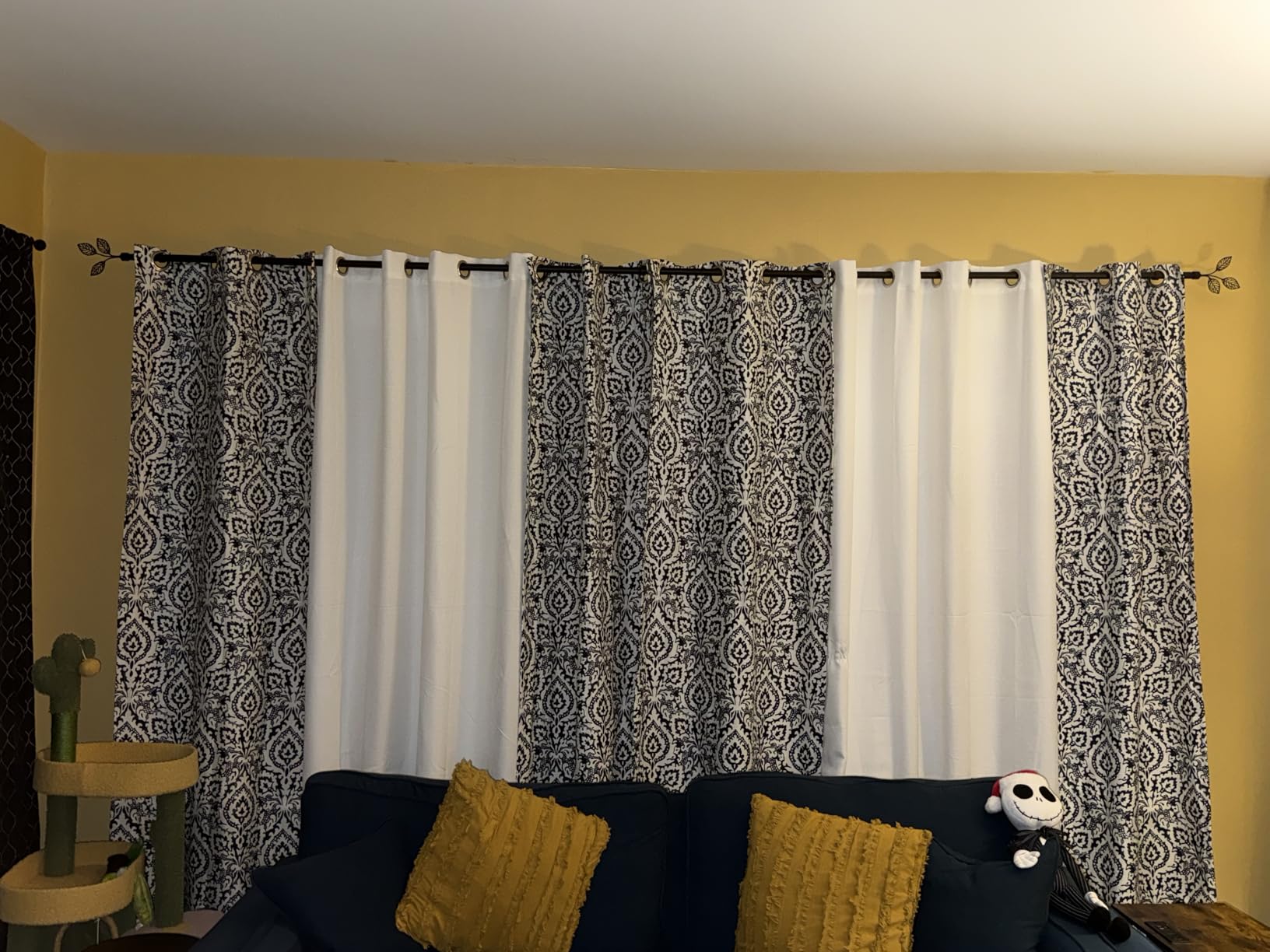 RYB HOME Antique Brass Curtain Rod 1 Inch Adjustable Heavy Duty Leaf Finial | 48-86 inch telescoping, 30lbs weight capacity stainless steel, modern decorative rod, for kitchen bedroom living room window customer photo 2