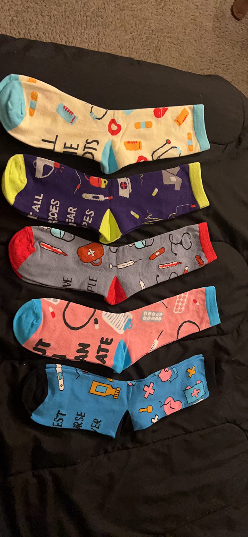 Jeasona Nurse Gifts Funny Nurse Week Crew Socks for Women 5 Pairs | Gifts for Female Nursing Accessories for School Nurses Day Graduates Stuff Birthday Essentials; Crew Cotton Socks US 5-8 customer photo 1