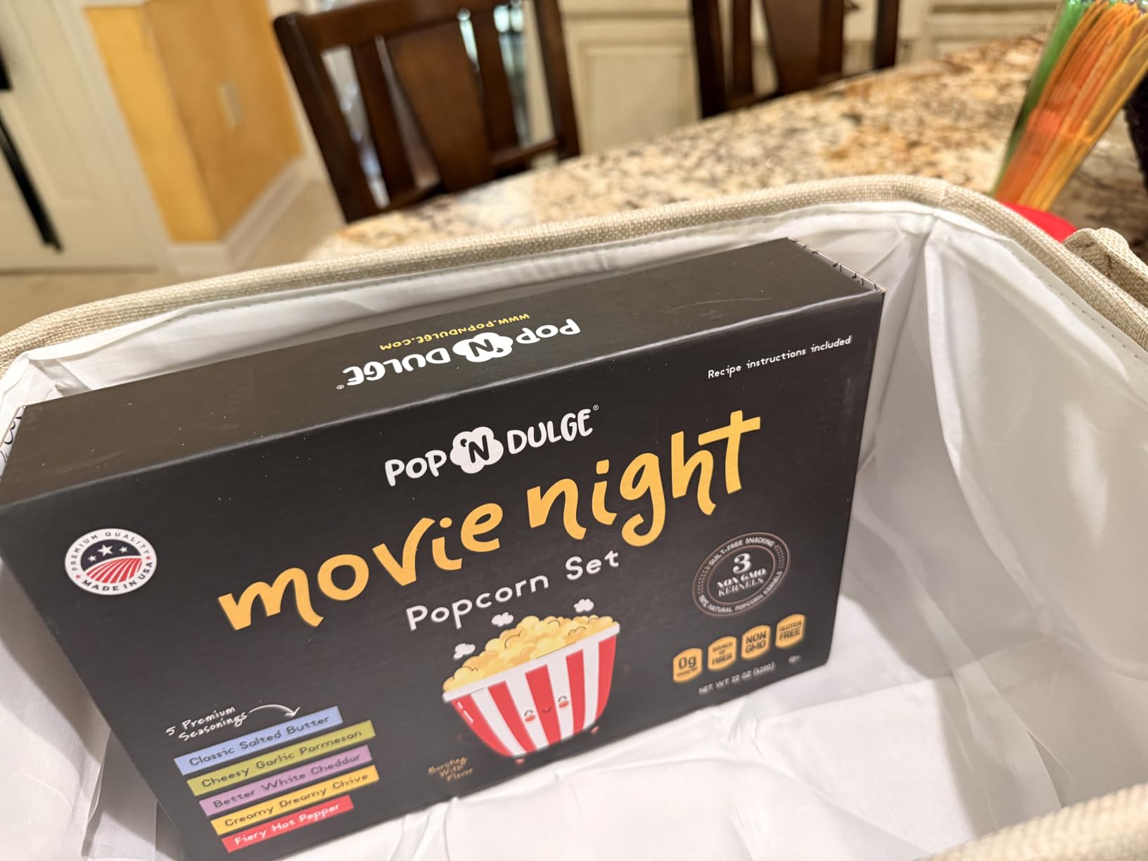 Pop n' Dulge Popcorn Movie Night Supplies 16 pcs Gift Set, 5 Gourmet Popcorn Kernels, 5 Seasoning Variety Packs Non-GMO Kosher Snacks, Great Housewarming Family Date Night Gifts Basket Ideas For Him Her customer photo 2