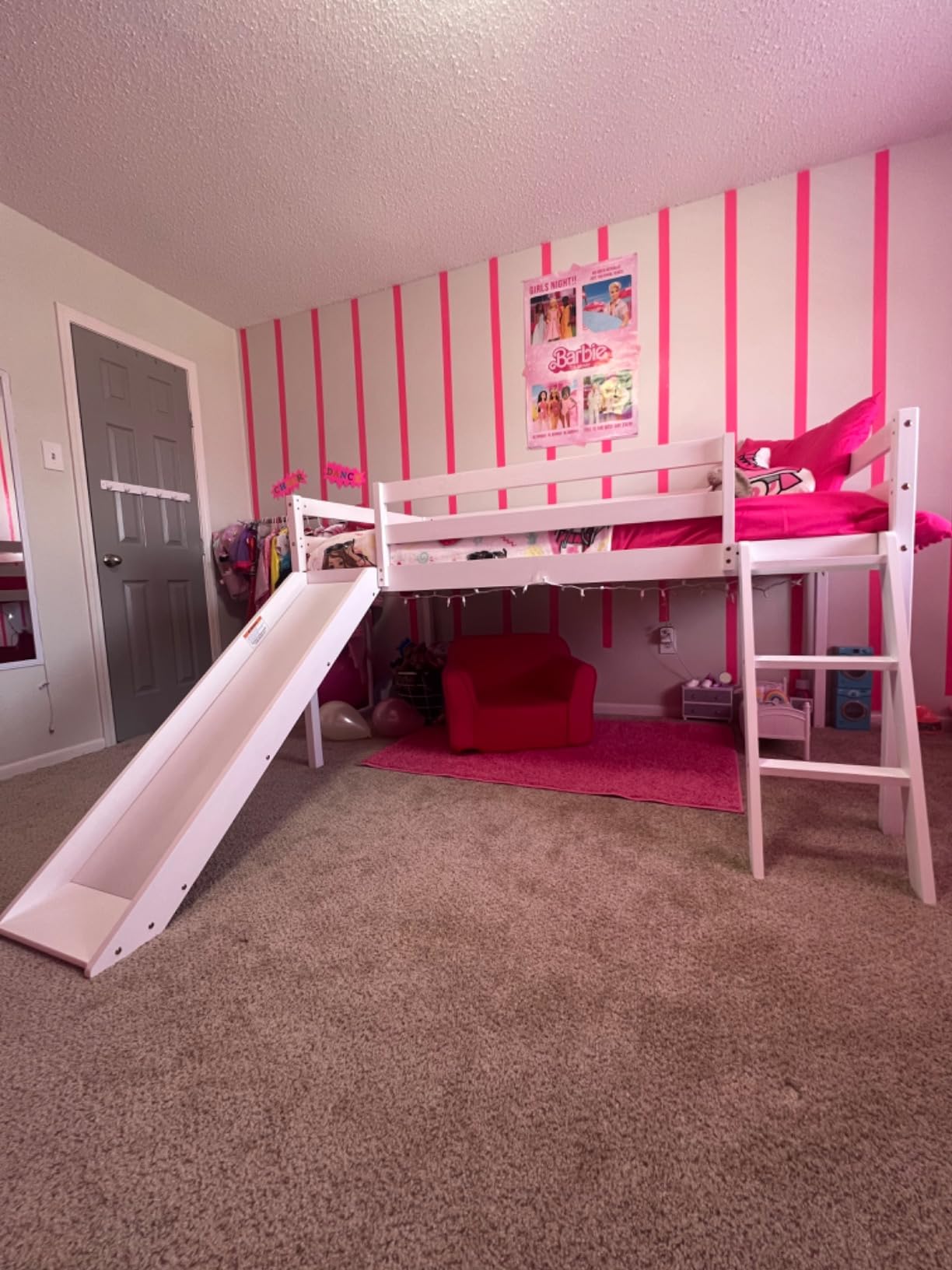 TOLEAD OLEAD Low Bunk Bed with Slide, Floor Loft Bed with Climbing Ladder, Wood Twin Bunk Bed Frame with Full Guardrails & Storage Space for Kids Toddler customer photo 2