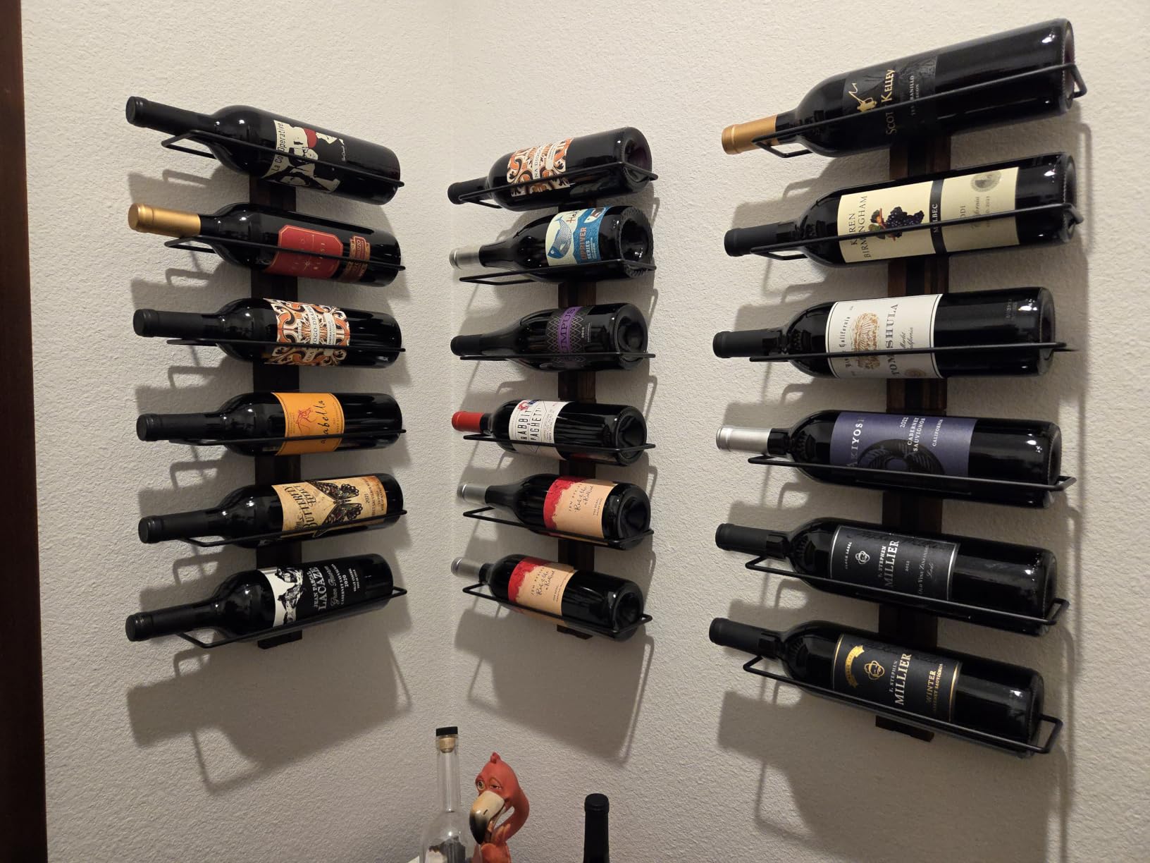 Wall Mounted Wine Rack, 24-Bottle Wall Wine Rack with Solid Wood Backboard | Space-saving wine bottle rack display for home bar, Kitchen, dining room and cellar, rustic wall wine racks for wine bottles customer photo 1