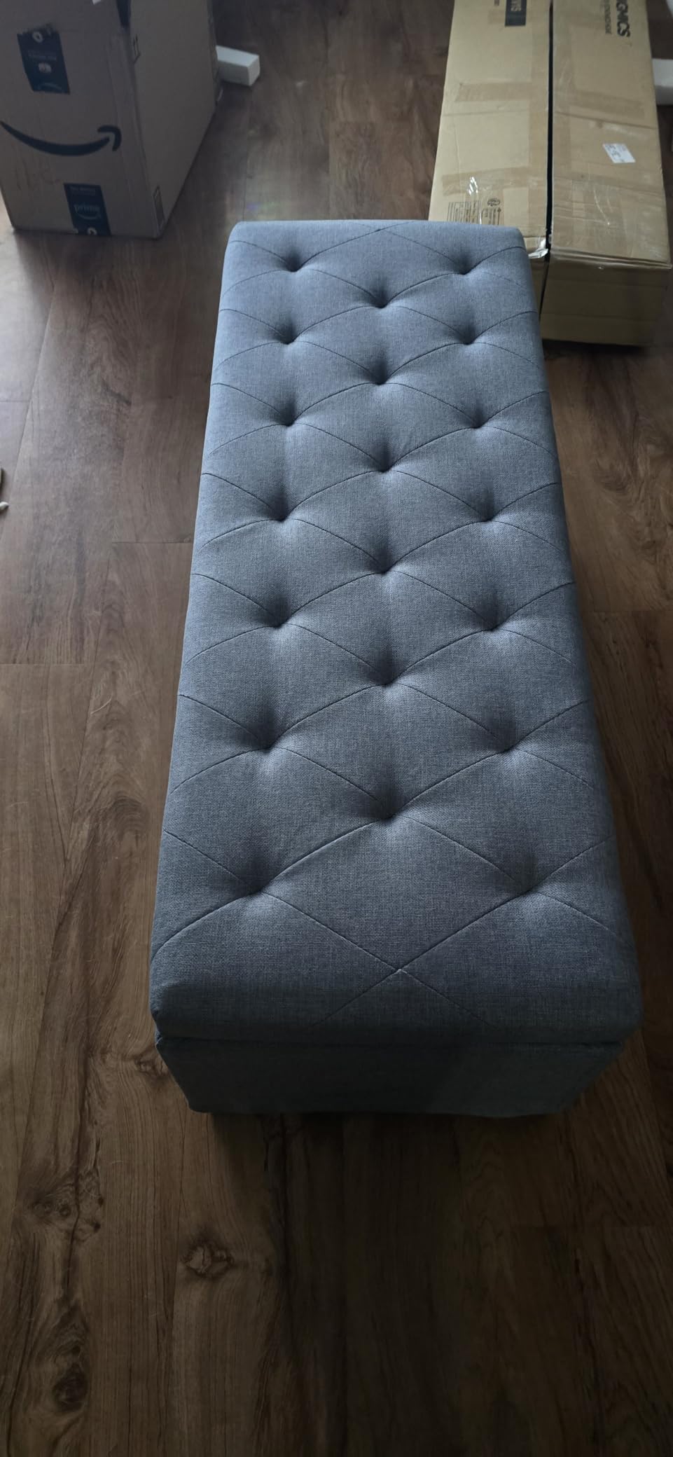 SONGMICS Storage Ottoman Bench, Foot Rest with Legs, 15.7 x 43.3 x 15.7 Inches, End of Bed Bench, Storage Chest, Load up to 660 lb, for Living Room, Bedroom, Entryway, Dark Gray ULSF088G01 customer photo 1