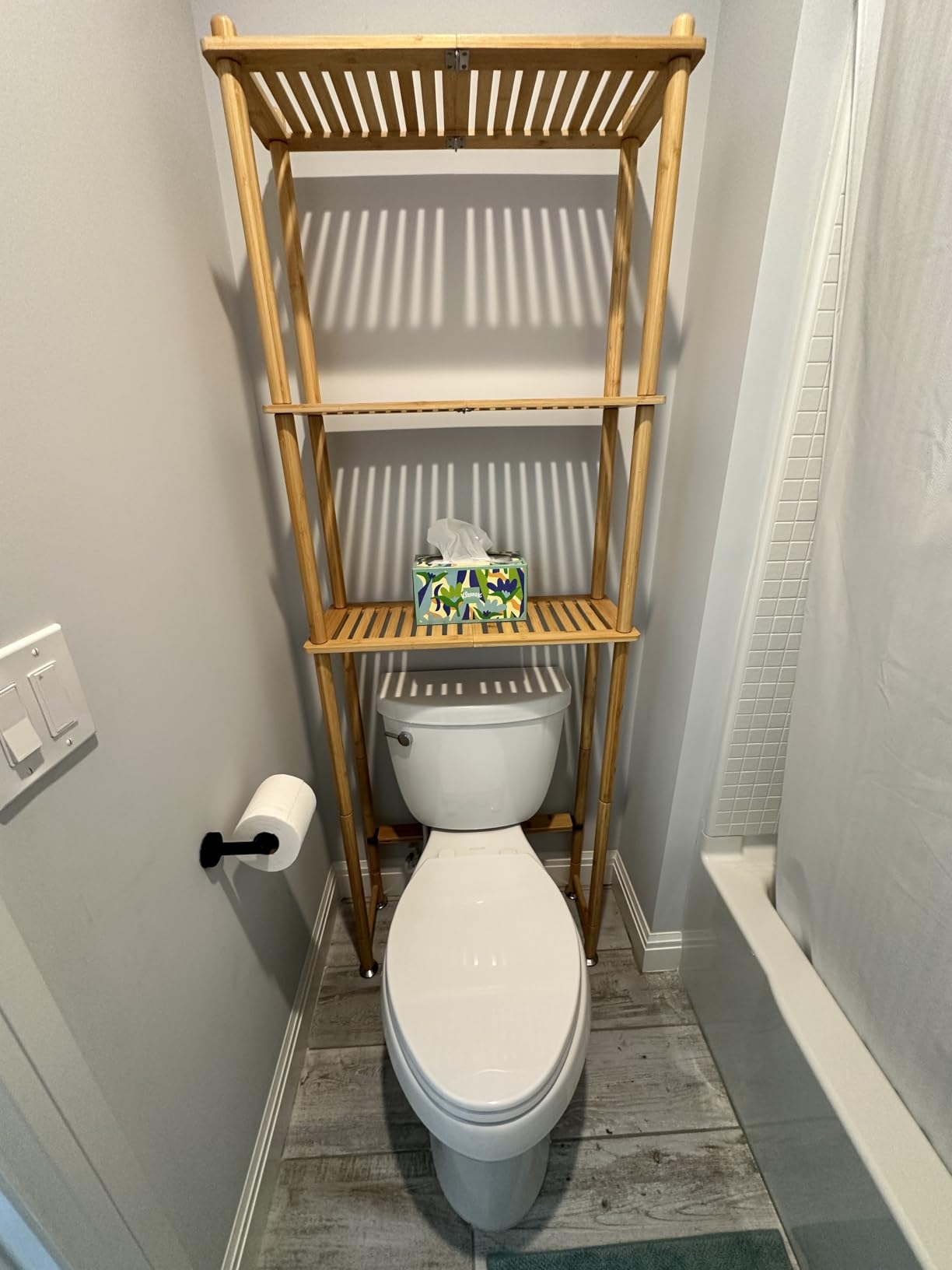 AmazerBath Over The Toilet Storage Bamboo, Bathroom Over Toilet Organizer Rack, 3-Tier Freestanding Above Toilet Shelf for Bathroom, Laundry, Space Saver, Natural Color customer photo 2
