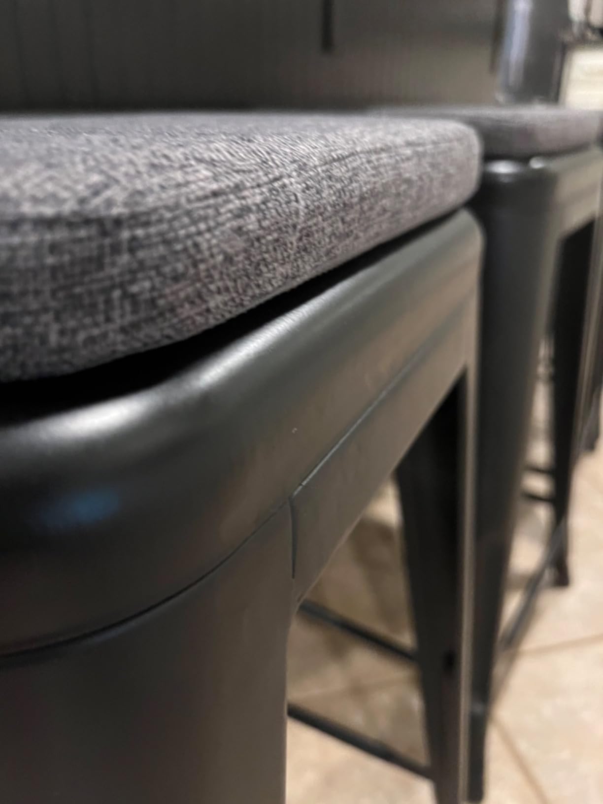 BUYUE Friendly Woven Fabric Magnetic Bar Stool Cushions Set of 4, Enhanced Anti-Slip Breathable Small Chair Seat Pads for Cafe Bistro Stackable Metal Stools (Square, Black, 4 Counts) customer photo 1
