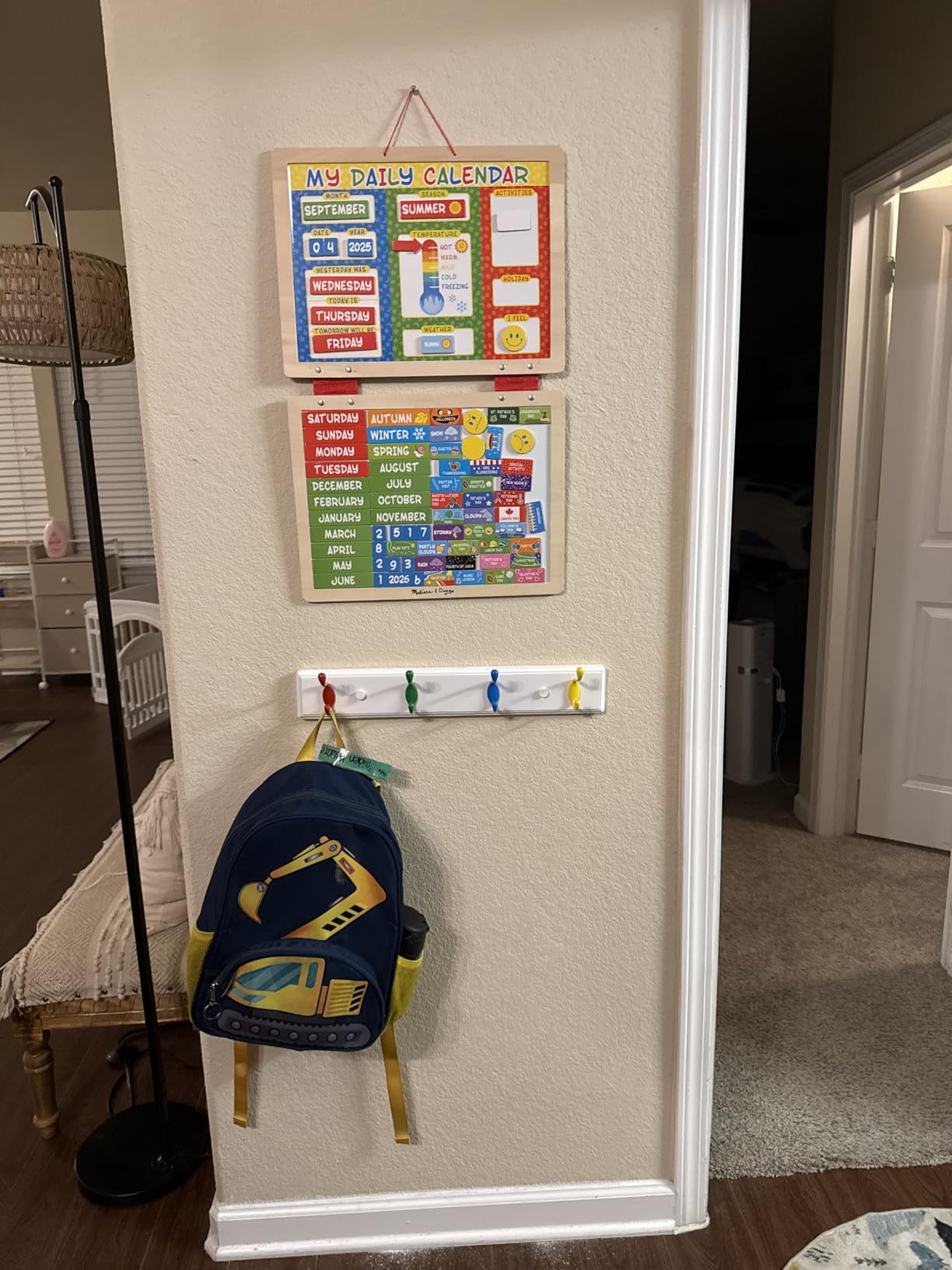 Wooden Coat Rack for Kids, Wall-Mounted Organizer, Rainbow Hook,19 Inch | Easy Install, Heavy Duty, Double Curve Design Space-saving Wall Storage for Bathroom Key Bag Towels customer photo 2
