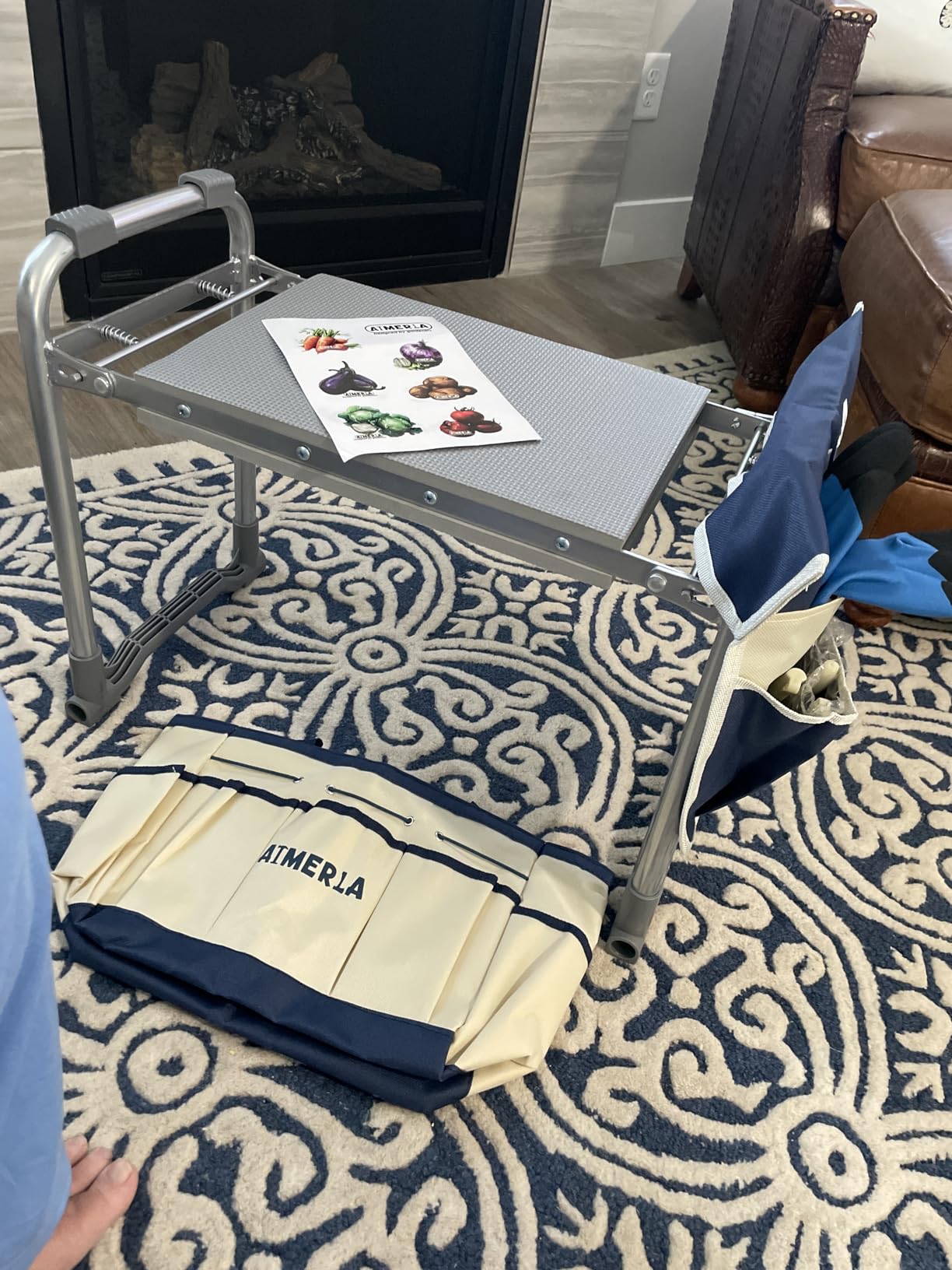 Aimerla Foldable Garden Kneeler Seat Heavy Duty [Upgraded Widened Thick Kneeling Pad] Garden Stool with Large Garden Tool Bags with Pockets - Portable Garden Bench Gardening Gifts for Parents customer photo 2