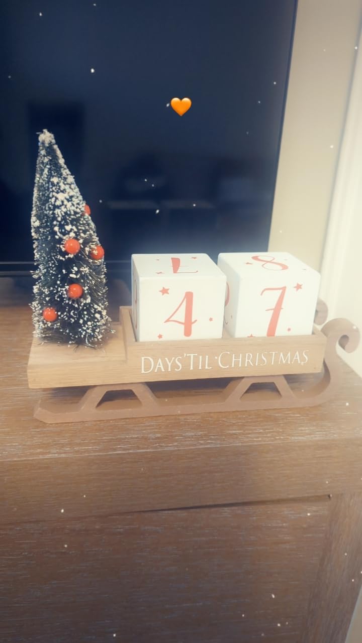 Christmas Countdown Blocks Santa Sleigh Advent Calendar 99 Days Christmas Tree Decorations Wooden Farmhouse Rustic Sign Xmas Party Holiday Décor for Home Living Room, Mantel, Tiered Tray customer photo 2