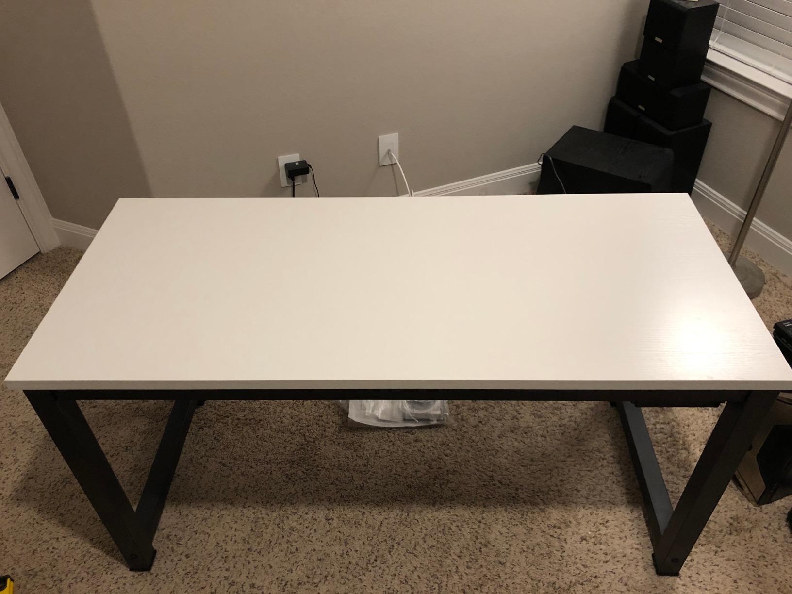 Tribesigns Modern Computer Desk, 70.8 x 31.5 inch Large Office Desk Computer Table Study Writing Desk Workstation for Home Office, White Metal Frame customer photo 1