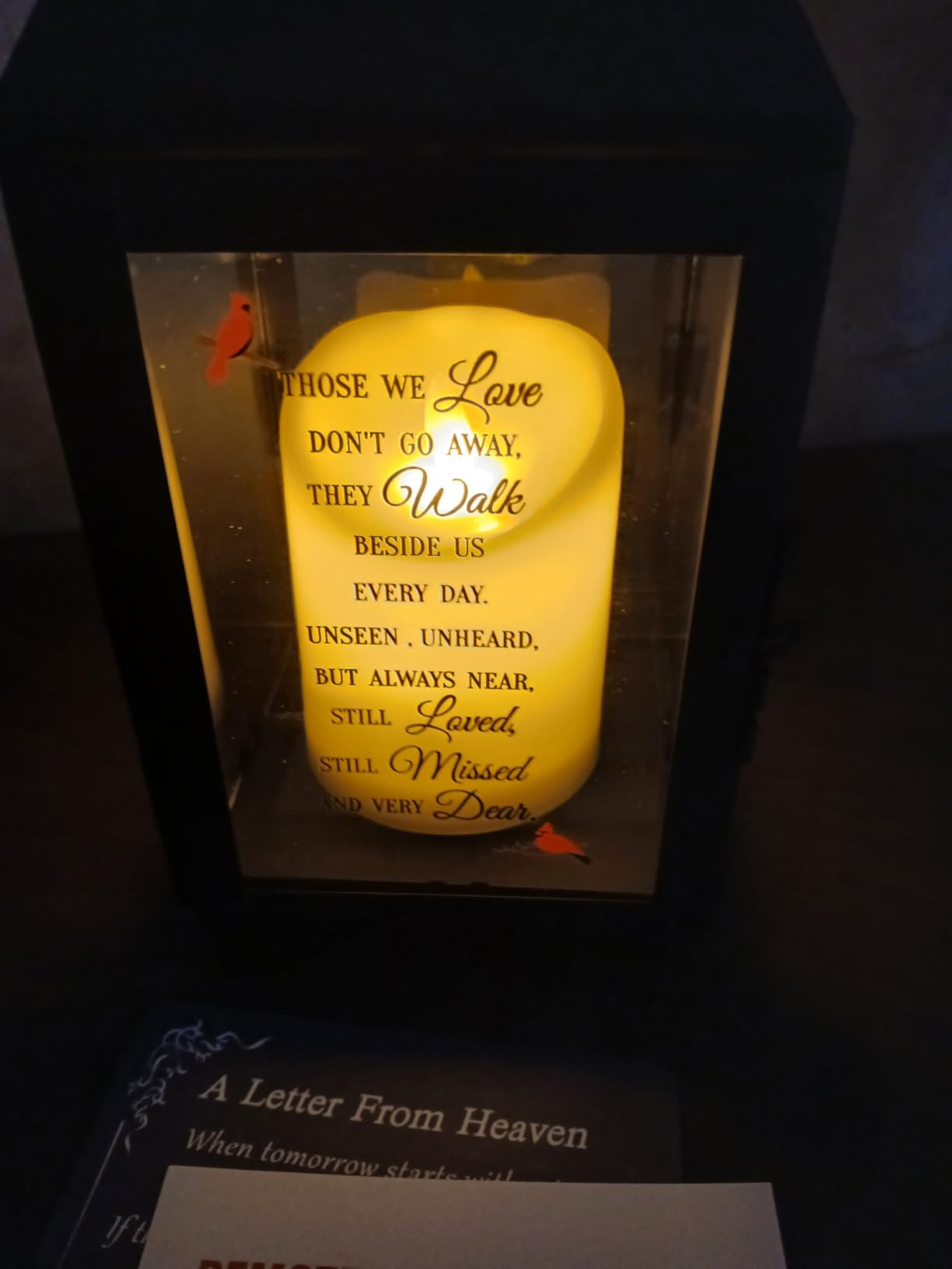 Memorial Lantern with Flickering LED Candle & Remote Timer, Sympathy & Bereavement Gift, UV Printed Memorial Keepsake for Loss of Mom, Dad, Grandpa, Grandma or Loved One customer photo 1