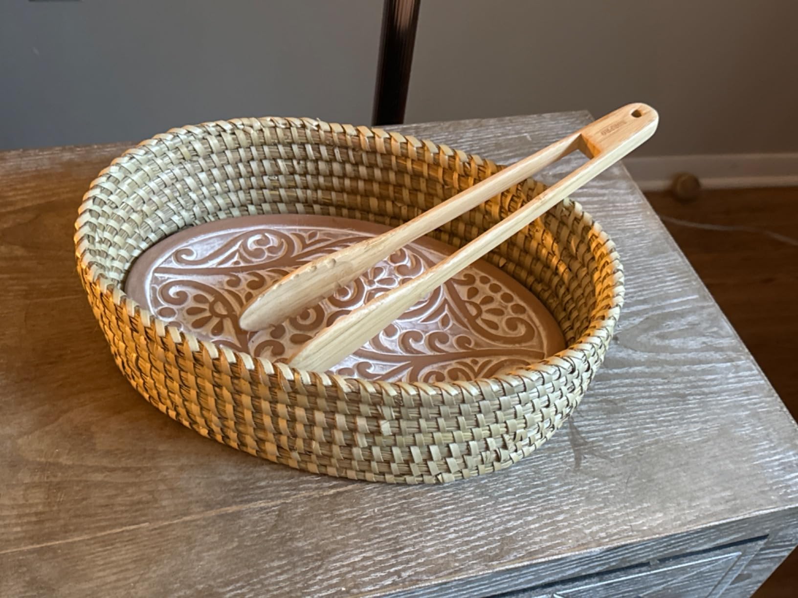 Bread Warmer Basket with Stone, Bread Basket for Serving Rolls & Sourdough | Terracotta Warming Stone Keeps Bread & Tortillas Warm, Gift for Bakers, Hostess Gift, Housewarming, Birthday customer photo 2