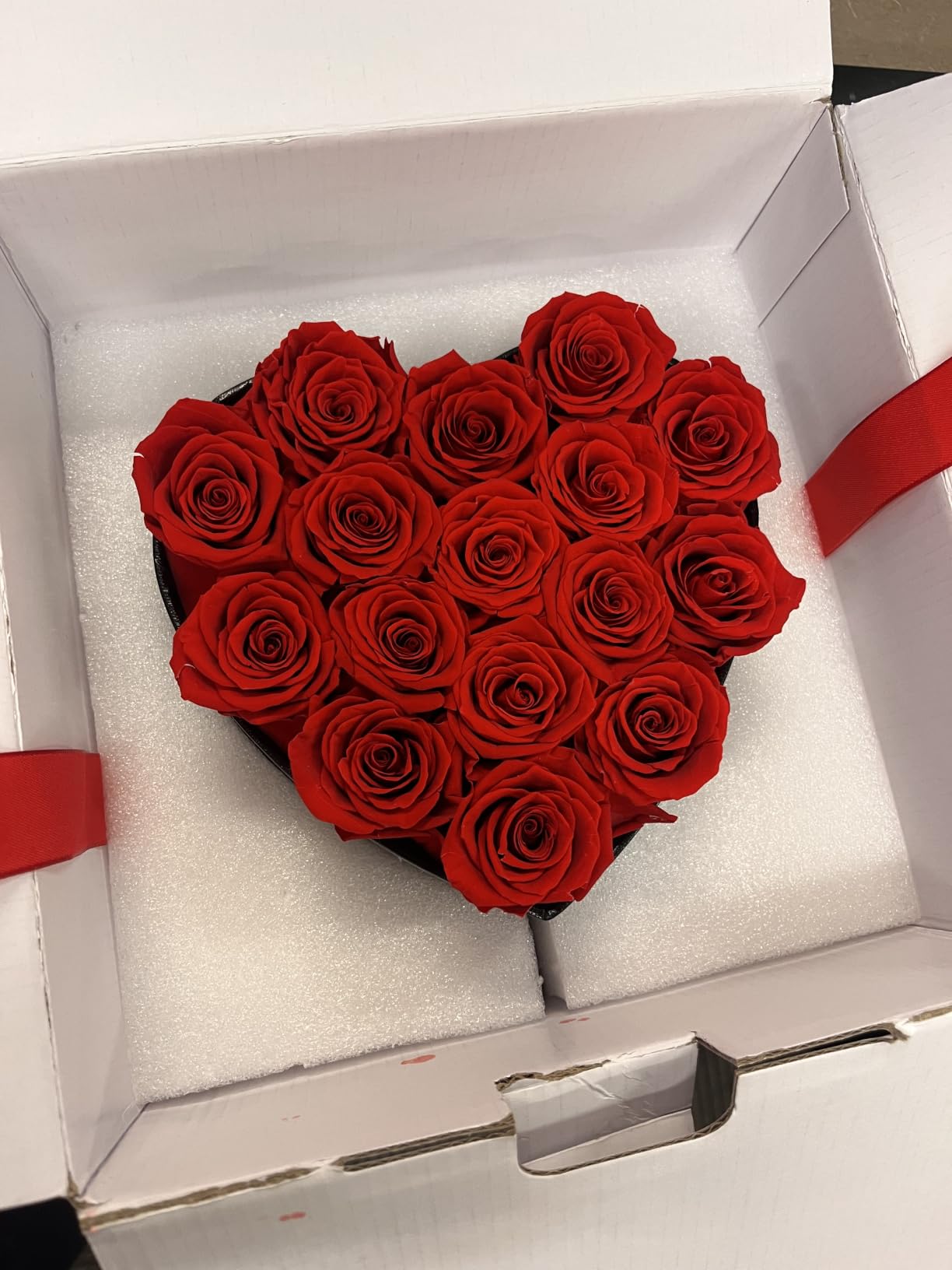 GLAMOUR BOUTIQUE Preserved Flowers, 16 Forever Red Roses in Heart Gift Box | Eternal flower bouquet, birthday and anniversary gifts for her, mom, girlfriend, wife, women; romantic Valentines Day roses customer photo 2