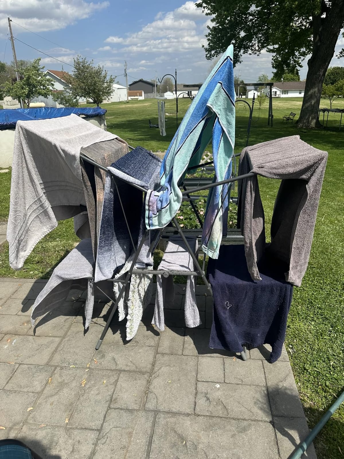 Bigzzia Clothes Drying Rack Foldable, 2-Level Large Laundry Drying Rack Collapsible, Stainless Steel Drying Rack Clothing for Indoor Outdoor, Easy to Fold, 33 Drying Rails, 56.1