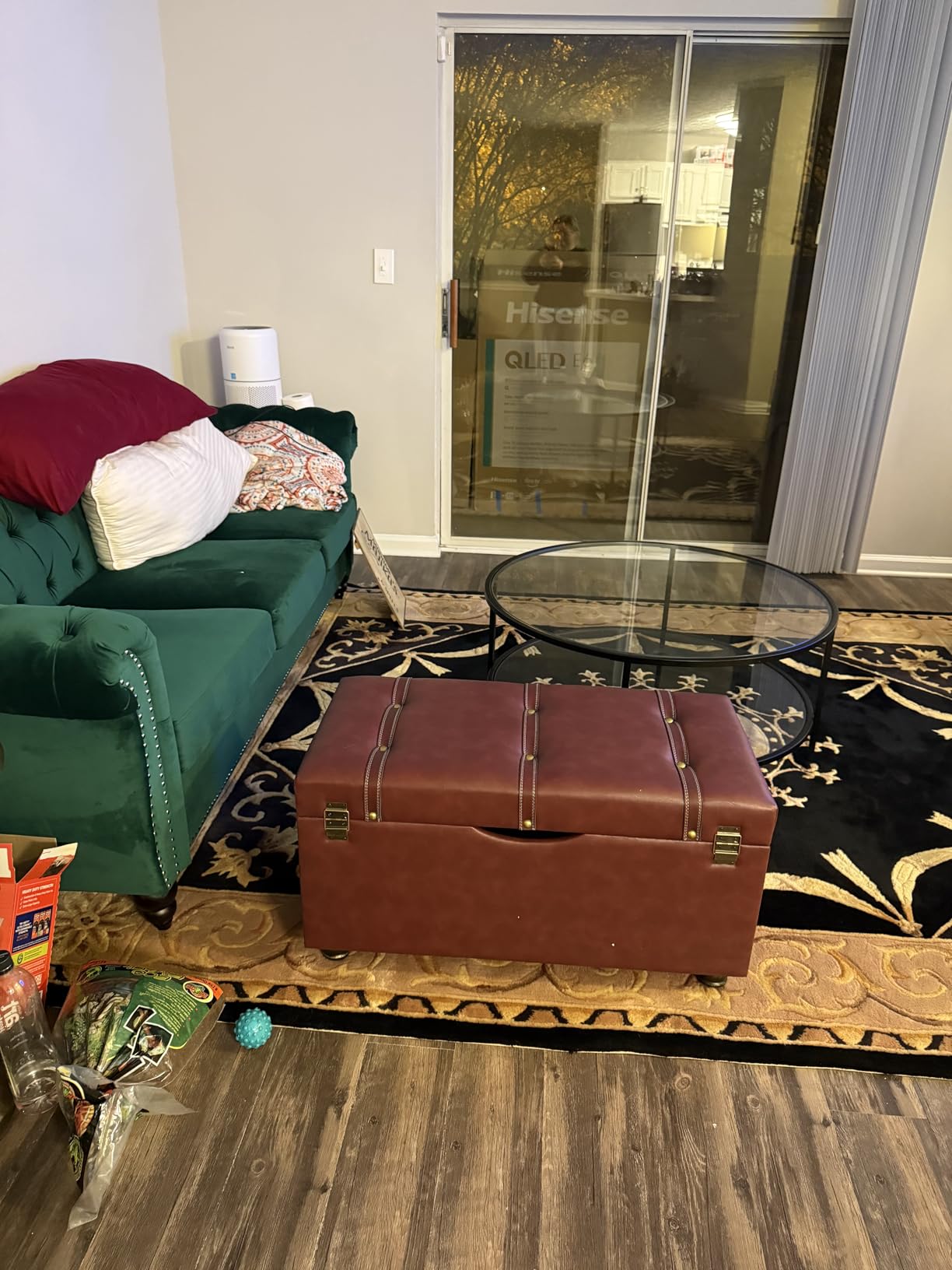COZAYH Storage Bench, Mid-Century Faux Leather Ottoman, Bedroom, Dark Brown customer photo 2