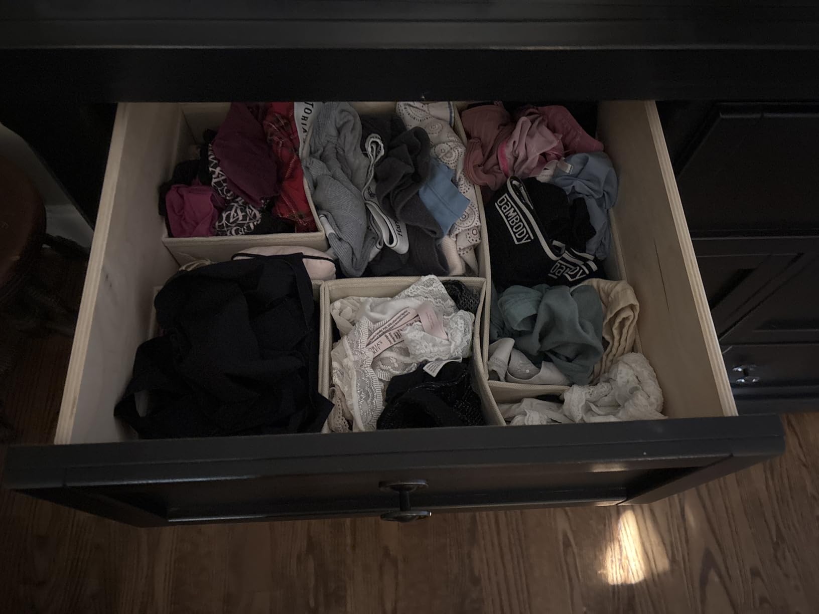 DIMJ Drawer Organizer Clothes, 12 Pack Dresser Organizer, Foldable Closet Organizers and Storage, Fabric Dresser Bins, Drawer Dividers for Nursery, Baby Clothes, Underwears, Sock (Beige) customer photo 1