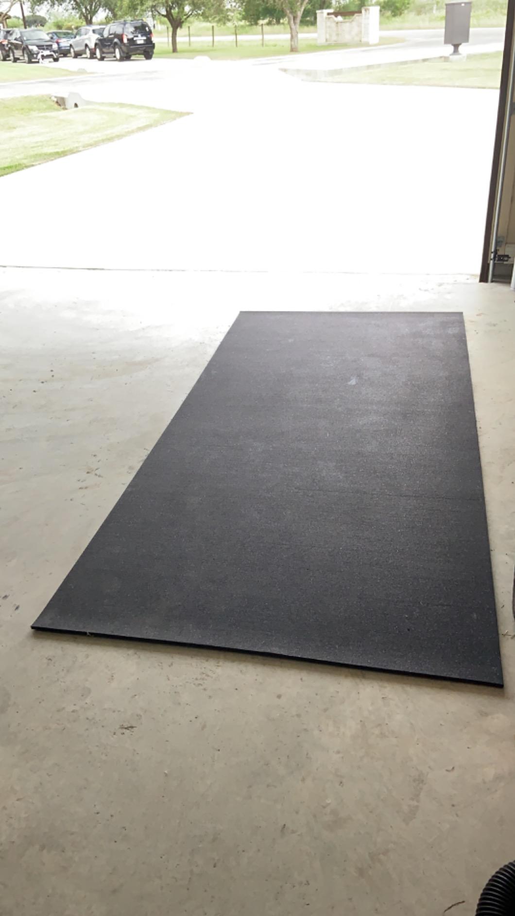 American Floor Mats 3/8in (9mm) Thick Solid Black 4' x 5' Heavy Duty Rubber Rolls, Protective Exercise Mats, Home Gym Rubber Flooring customer photo 1